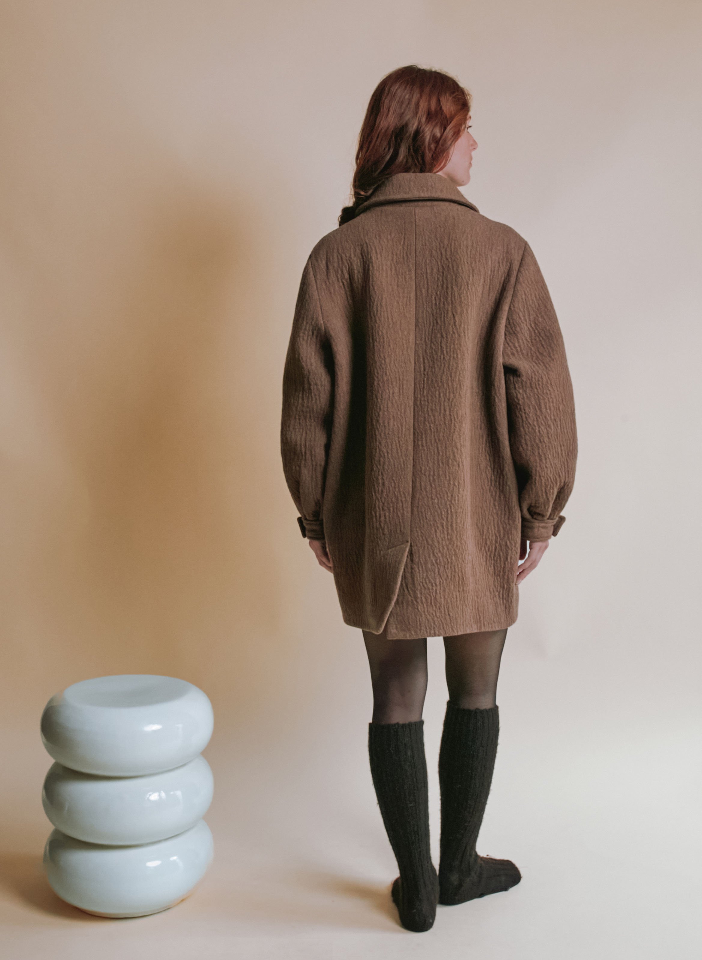 Manteau oversize en laine mélangée EMILE ET IDA Marron