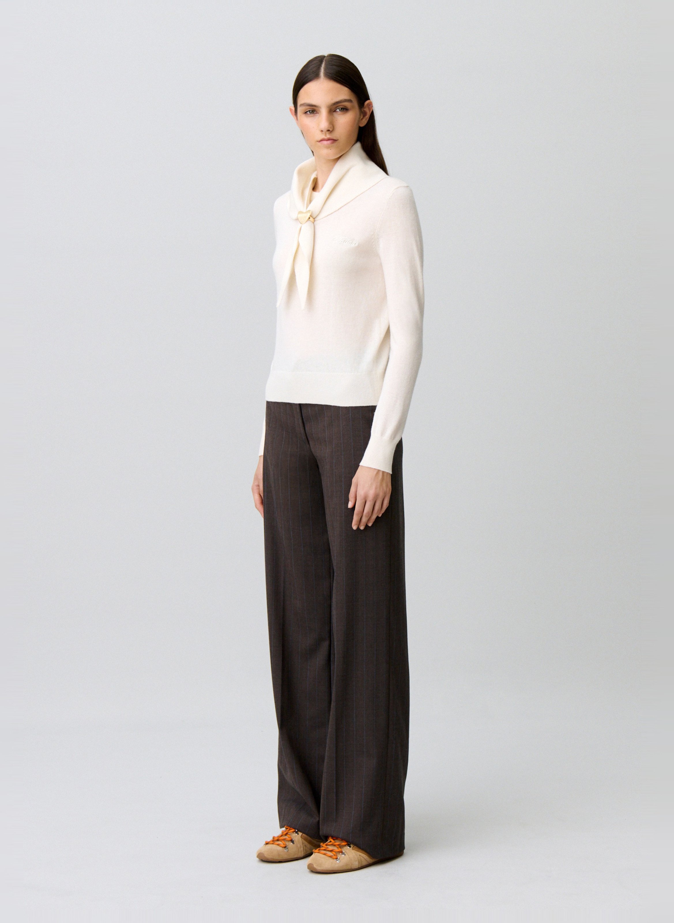 Pull droit en laine et cachemire CLAUDIE PIERLOT Beige