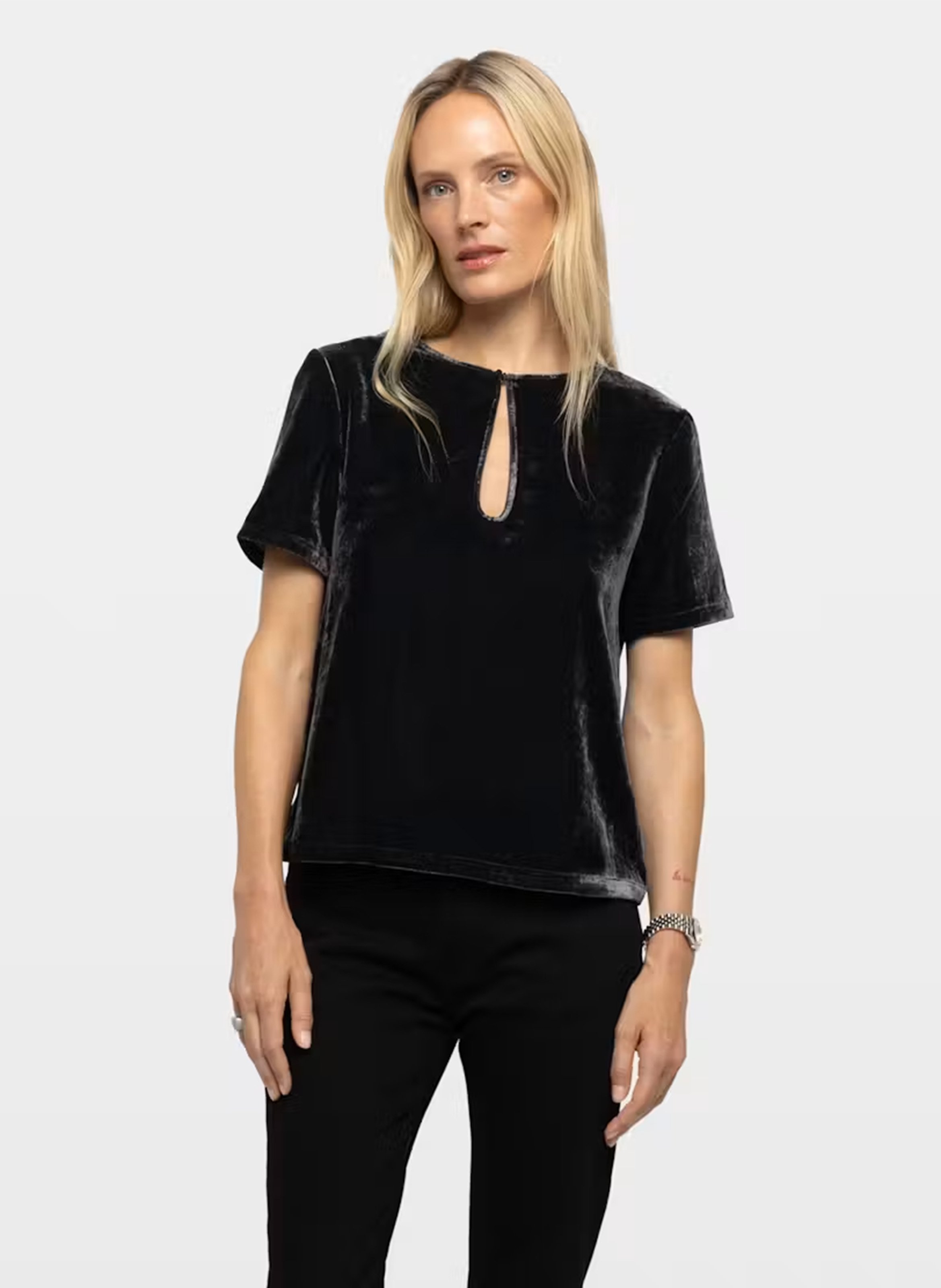 Top droit col rond velours ZADIG&VOLTAIRE Gris