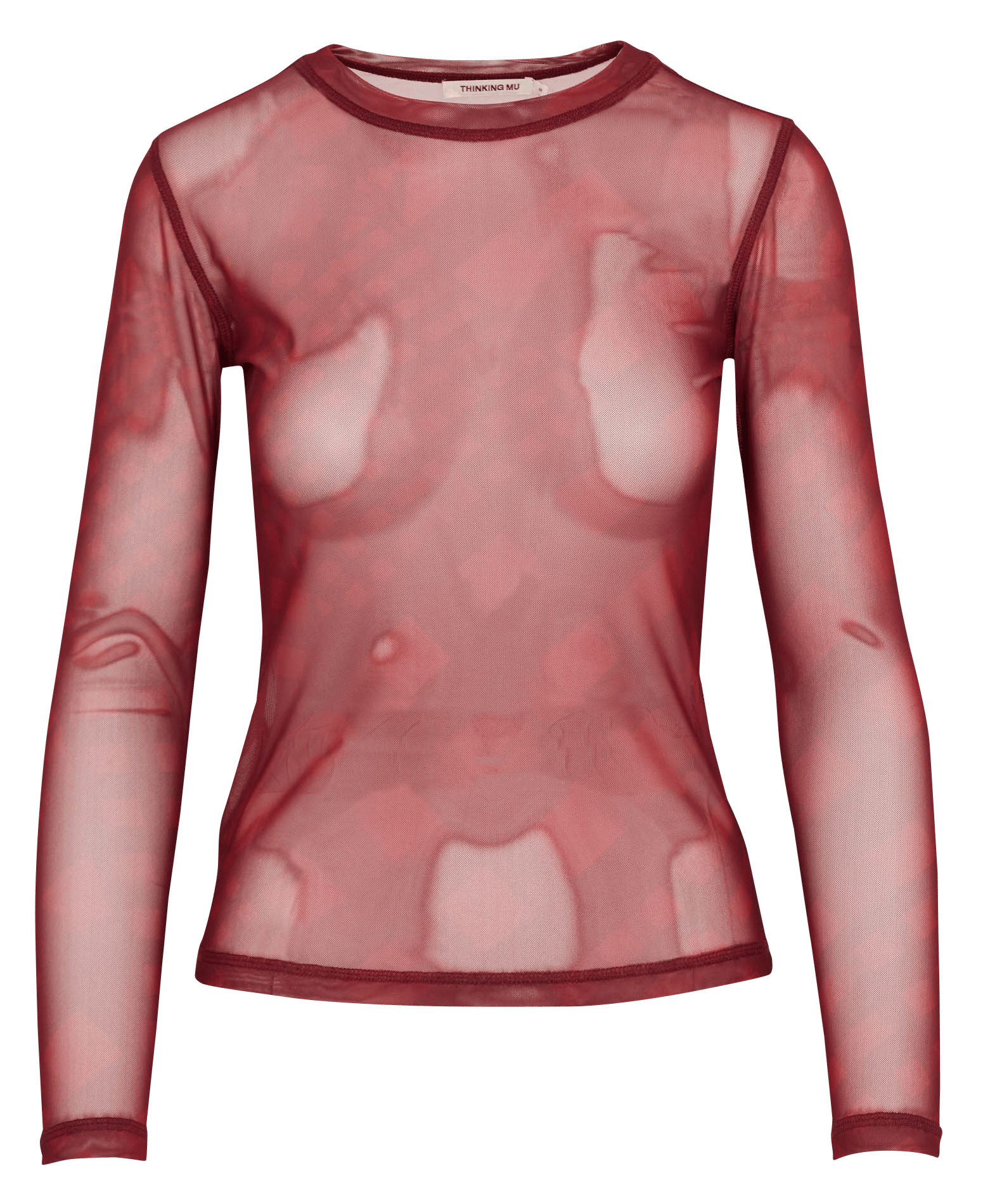 T-shirt moulant à imprimé transparent THINKING MU Rouge