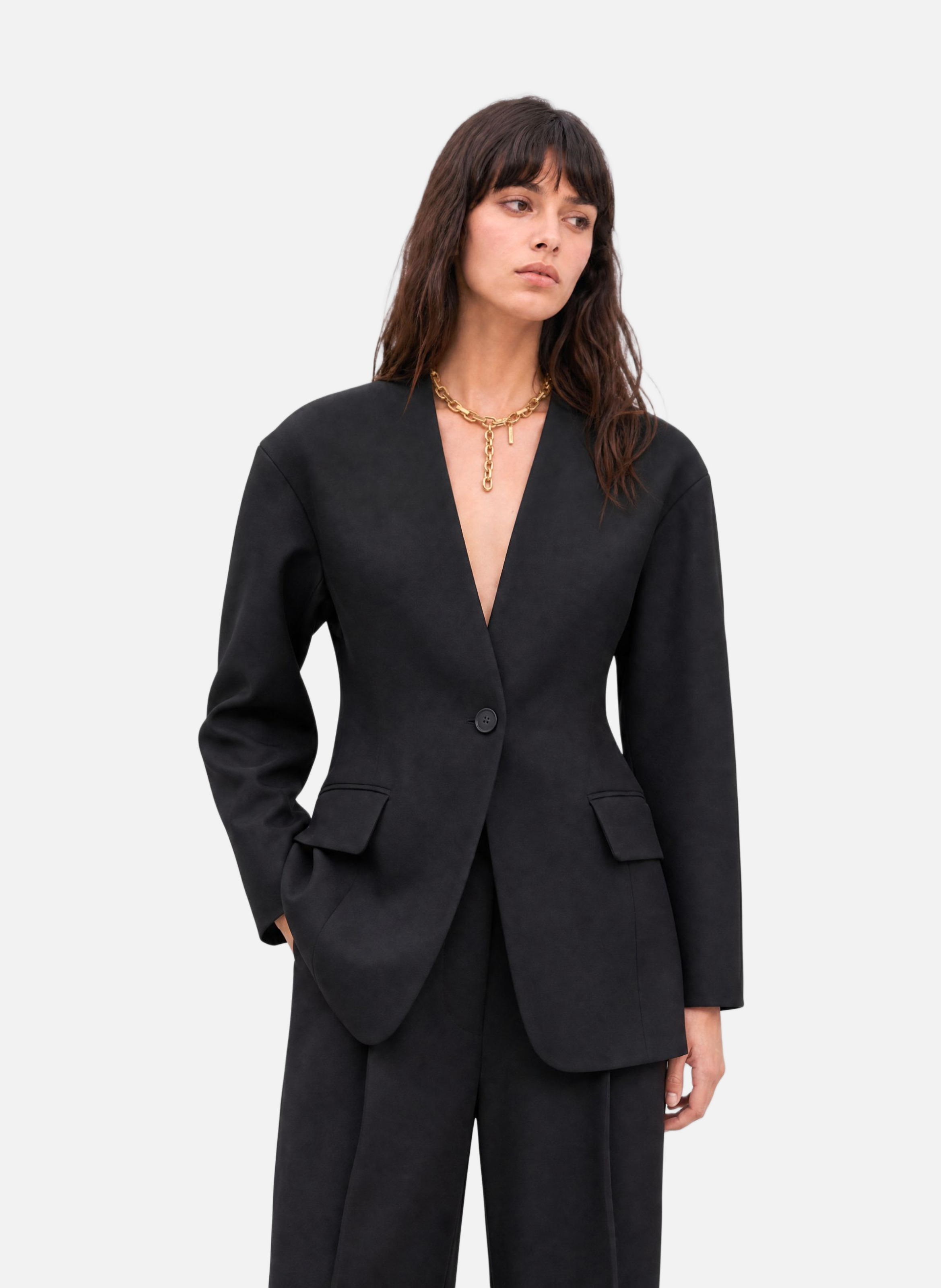 Wool collarless jacket THE KOOPLES Black