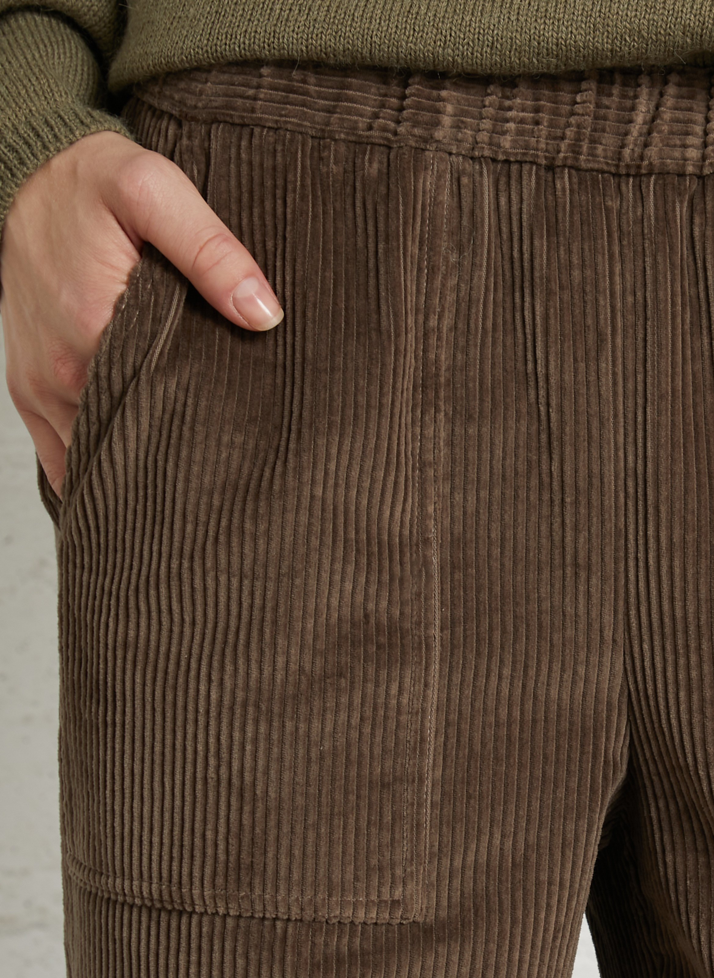 Rechte, katoenen ribbroek DIEGA Bruin