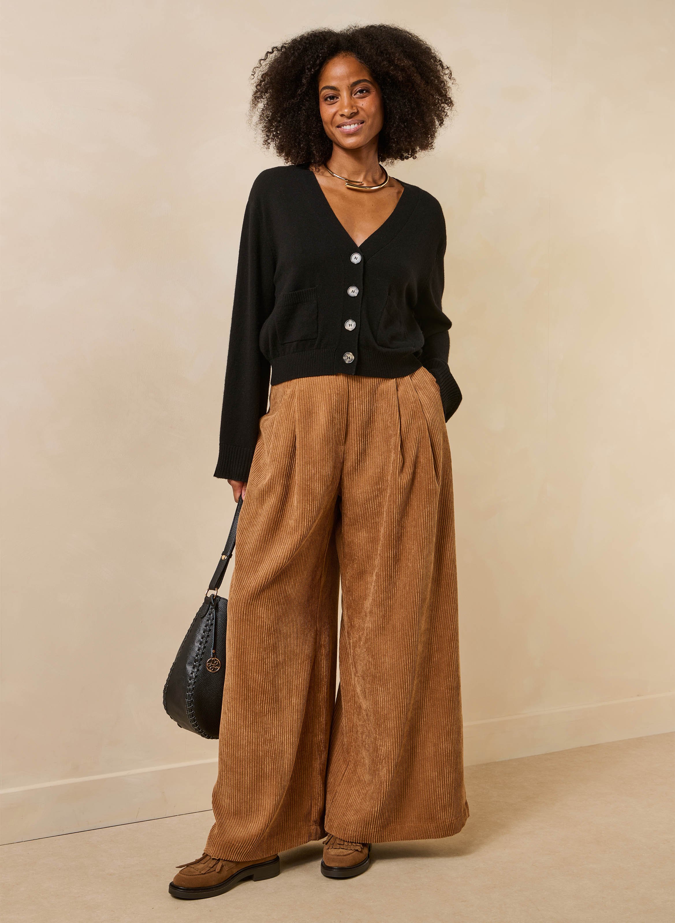 Feine gerade Strickjacke aus Wolle und Kaschmir LA FEE MARABOUTEE Schwarz
