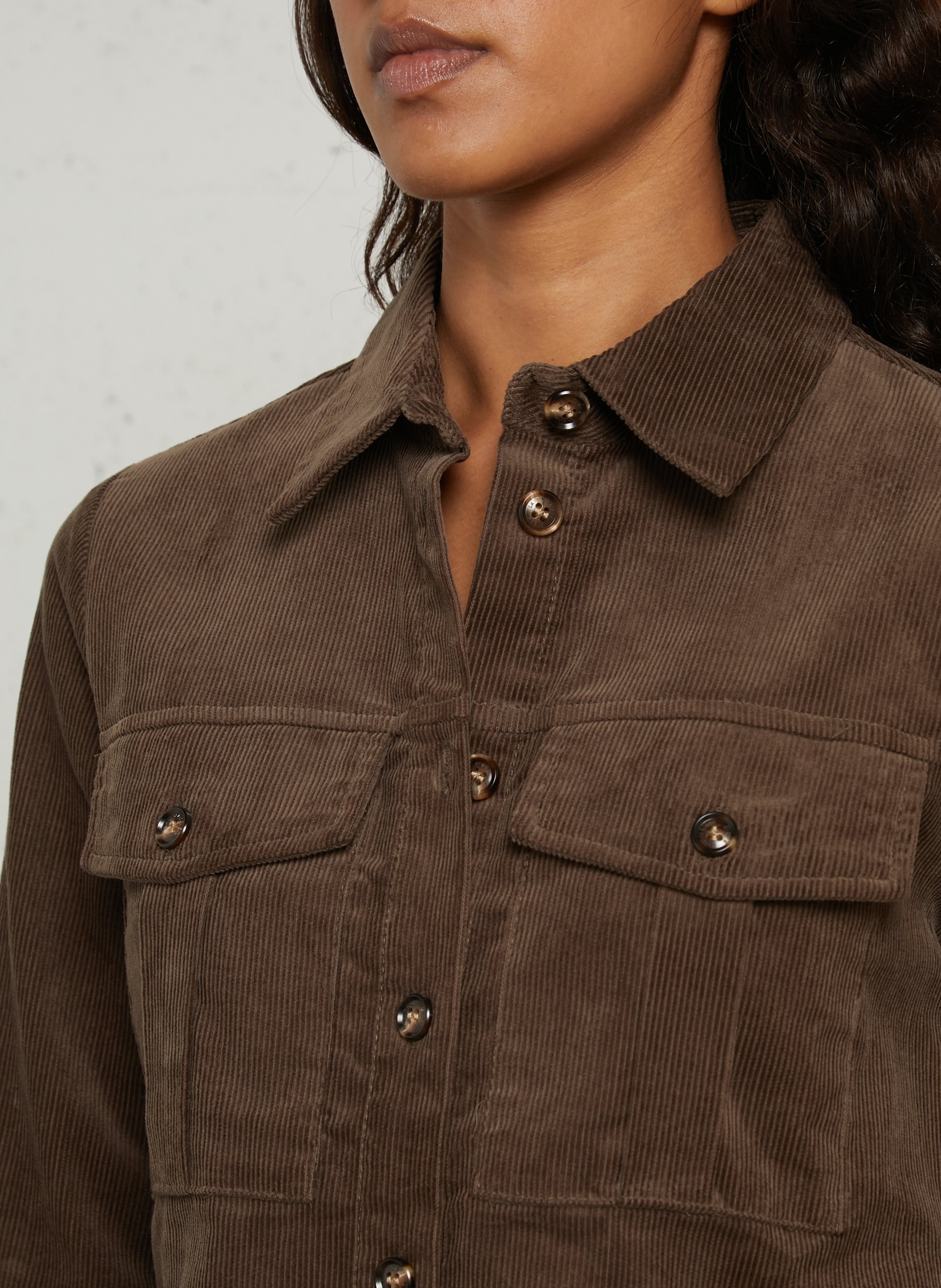 Robe courte droite côtelé en coton LA PETITE ETOILE Marron