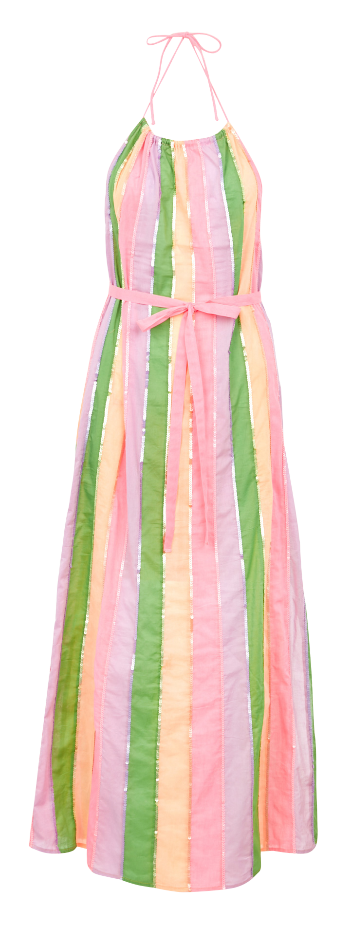 Robe midi col rond à rayures en coton  SUNDRESS Multicolore