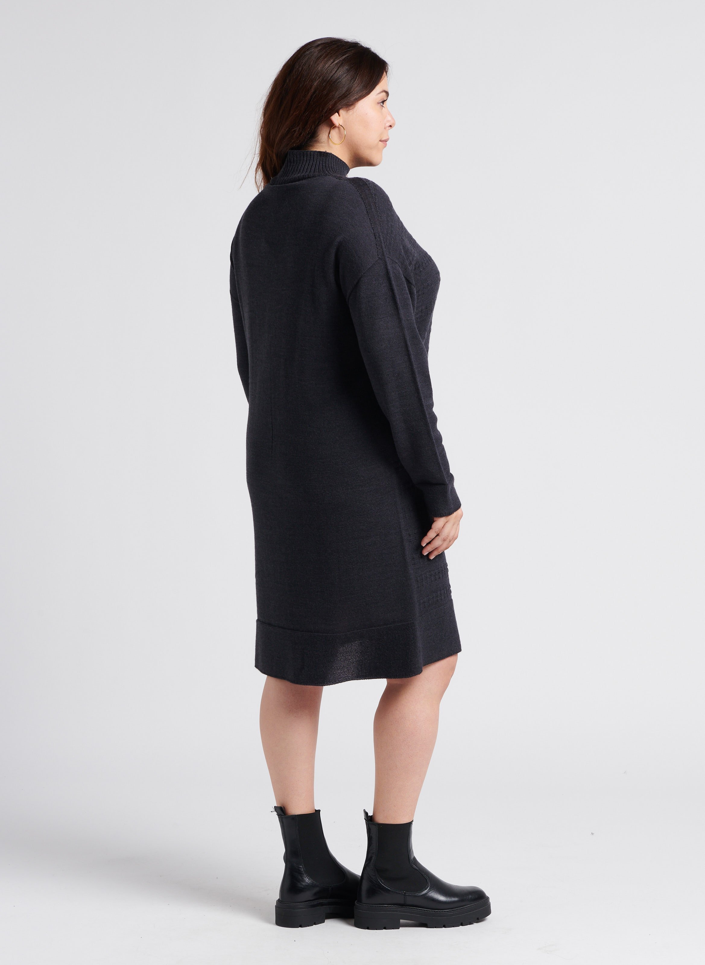 Trui-jurk met opstaande kraag | scheerwolblend PERSONA by Marina Rinaldi Grijs