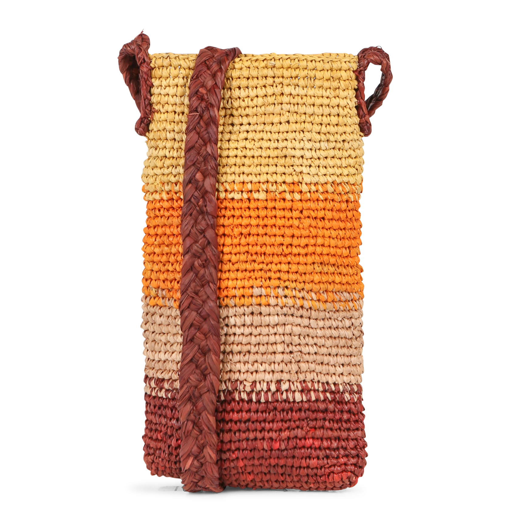 Porte téléphone rayé à bandoulière en raphia tressé CAMALYA