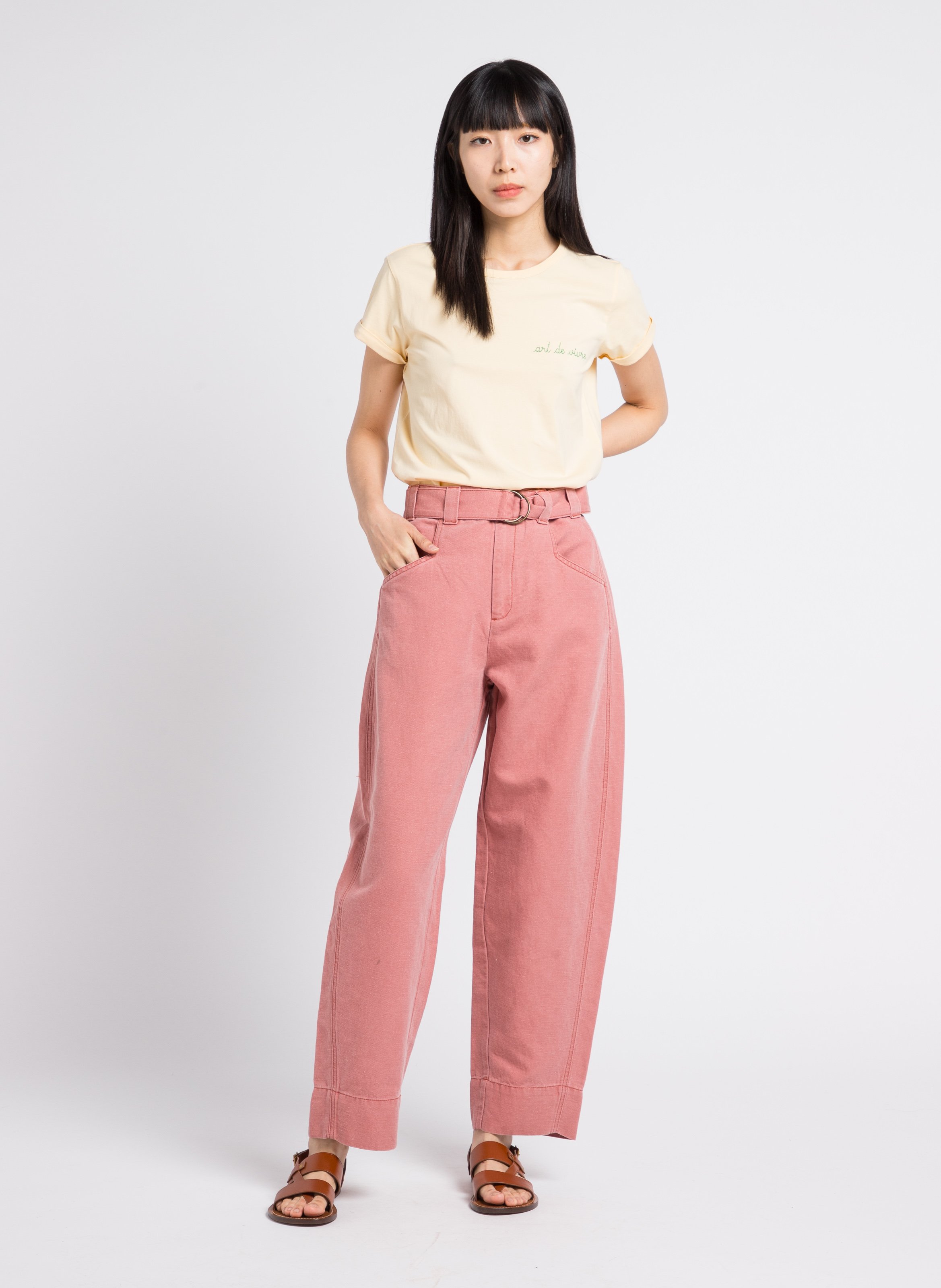 Cotton And Linen-blend Jeans With High Waist Rose Soeur - Women 