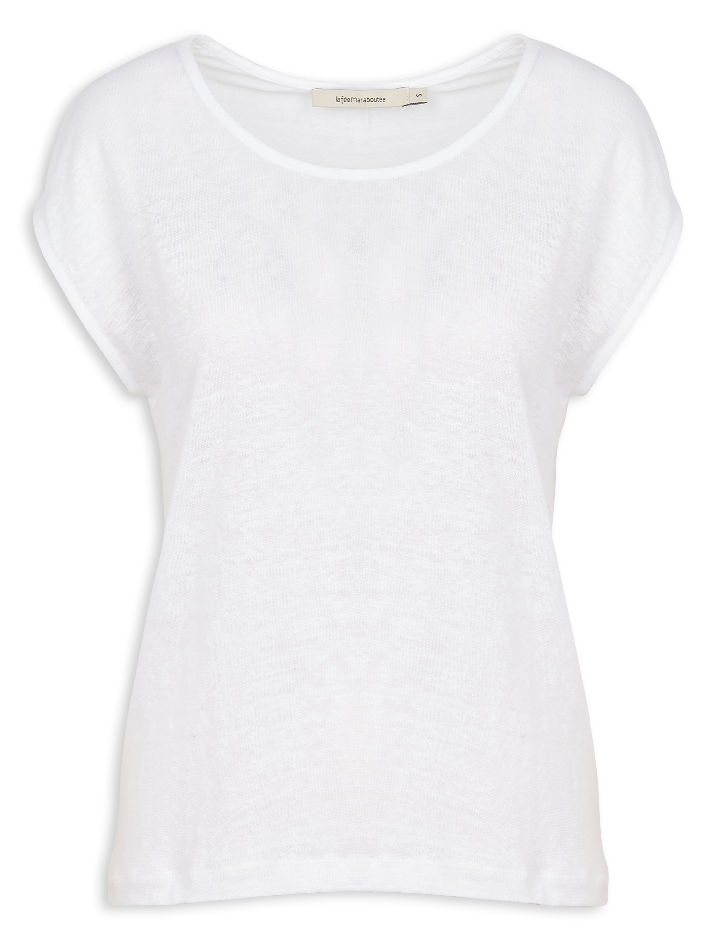 Straight-cut marled linen T-shirt LA FEE MARABOUTEE White