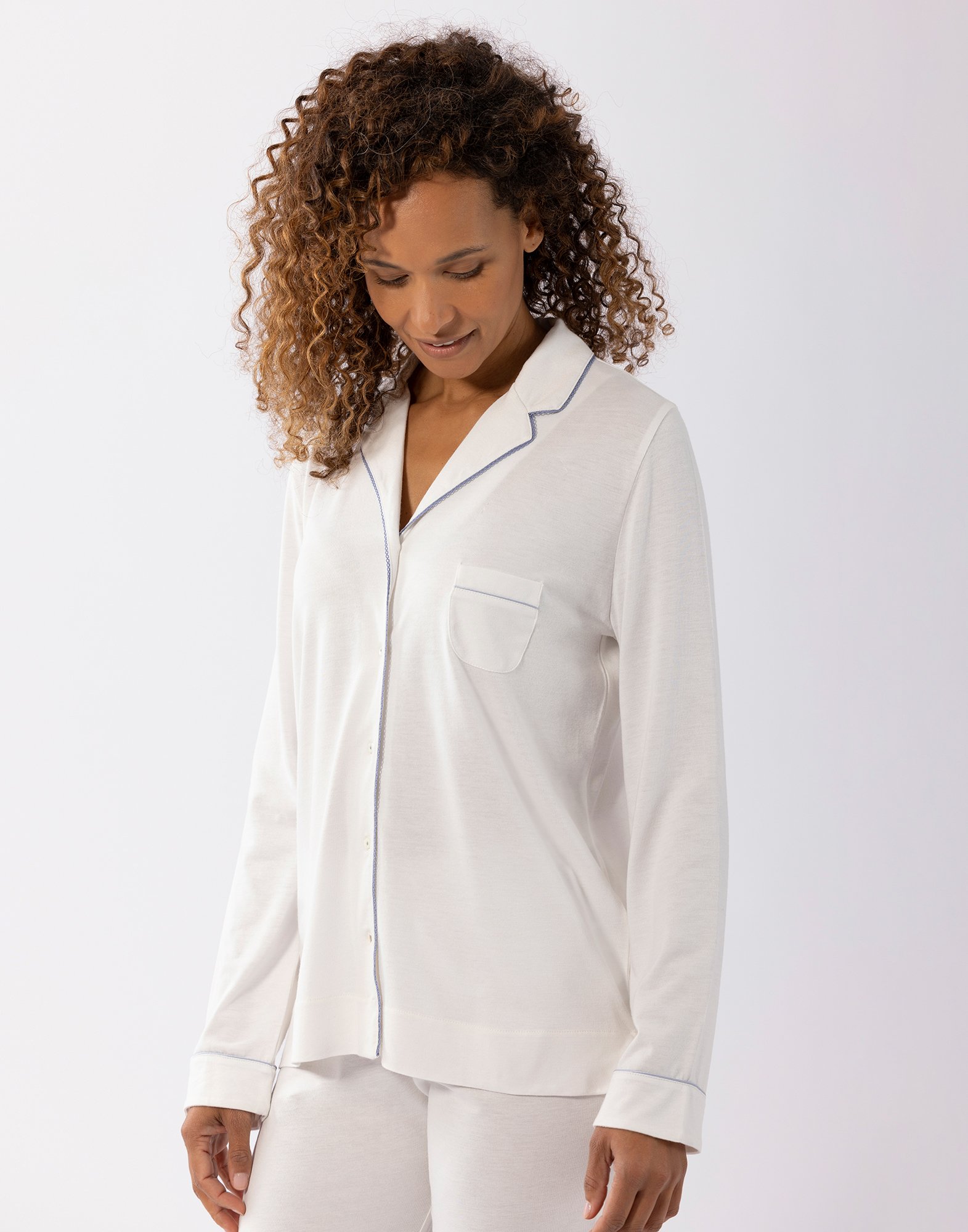 Buttoned cotton modal pajamas LE CHAT White