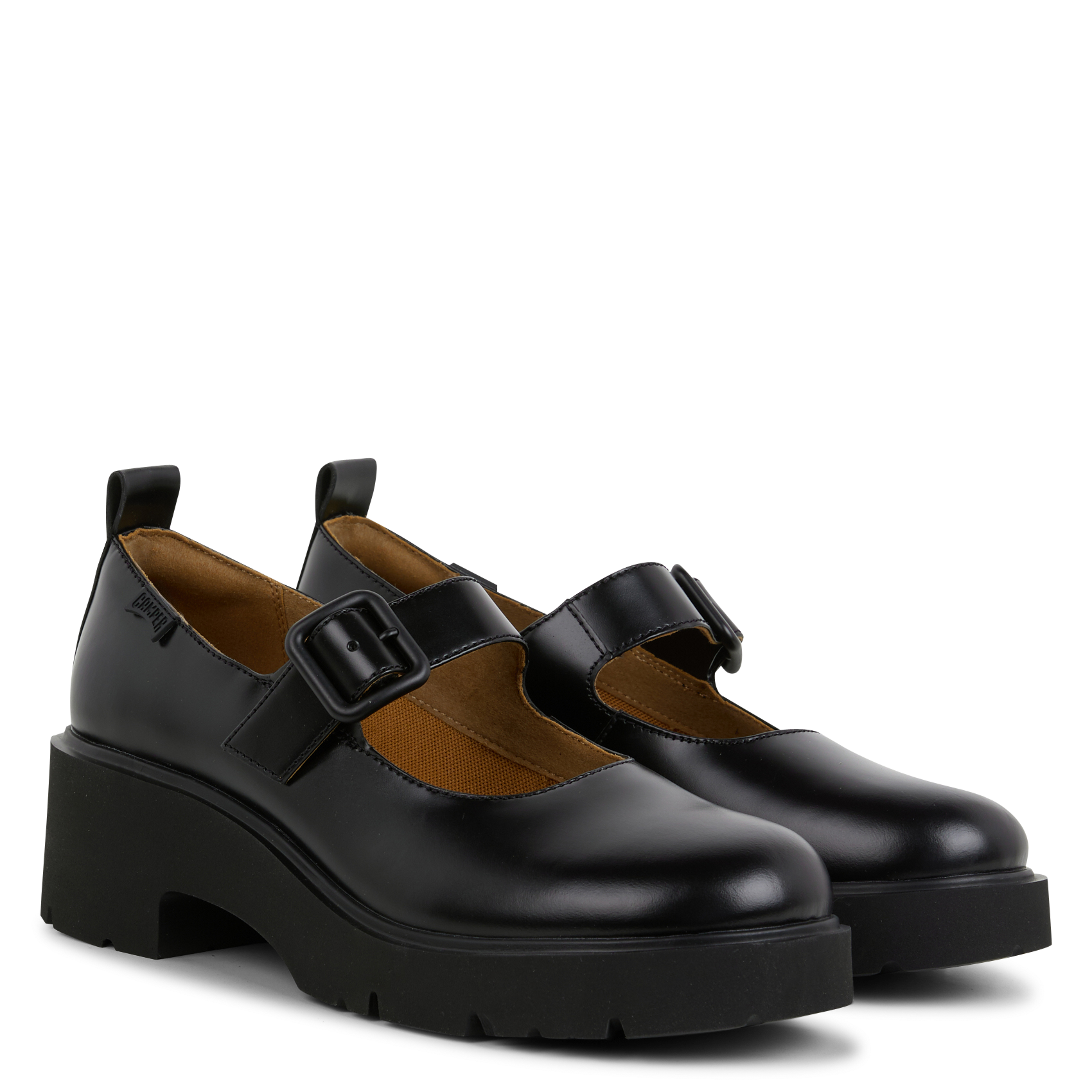 Leather wedge derbies CAMPER Black