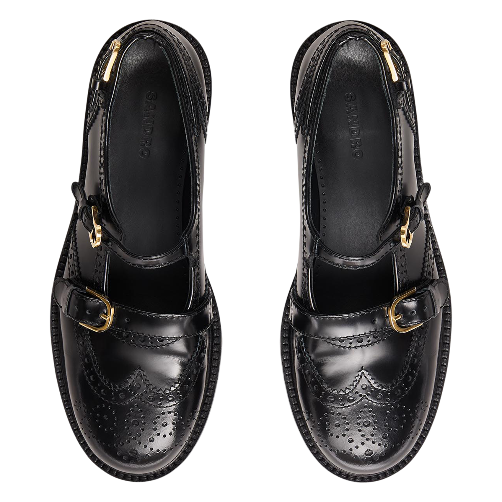 Derbies ouvertes multi-boucles en cuir SANDRO Noir