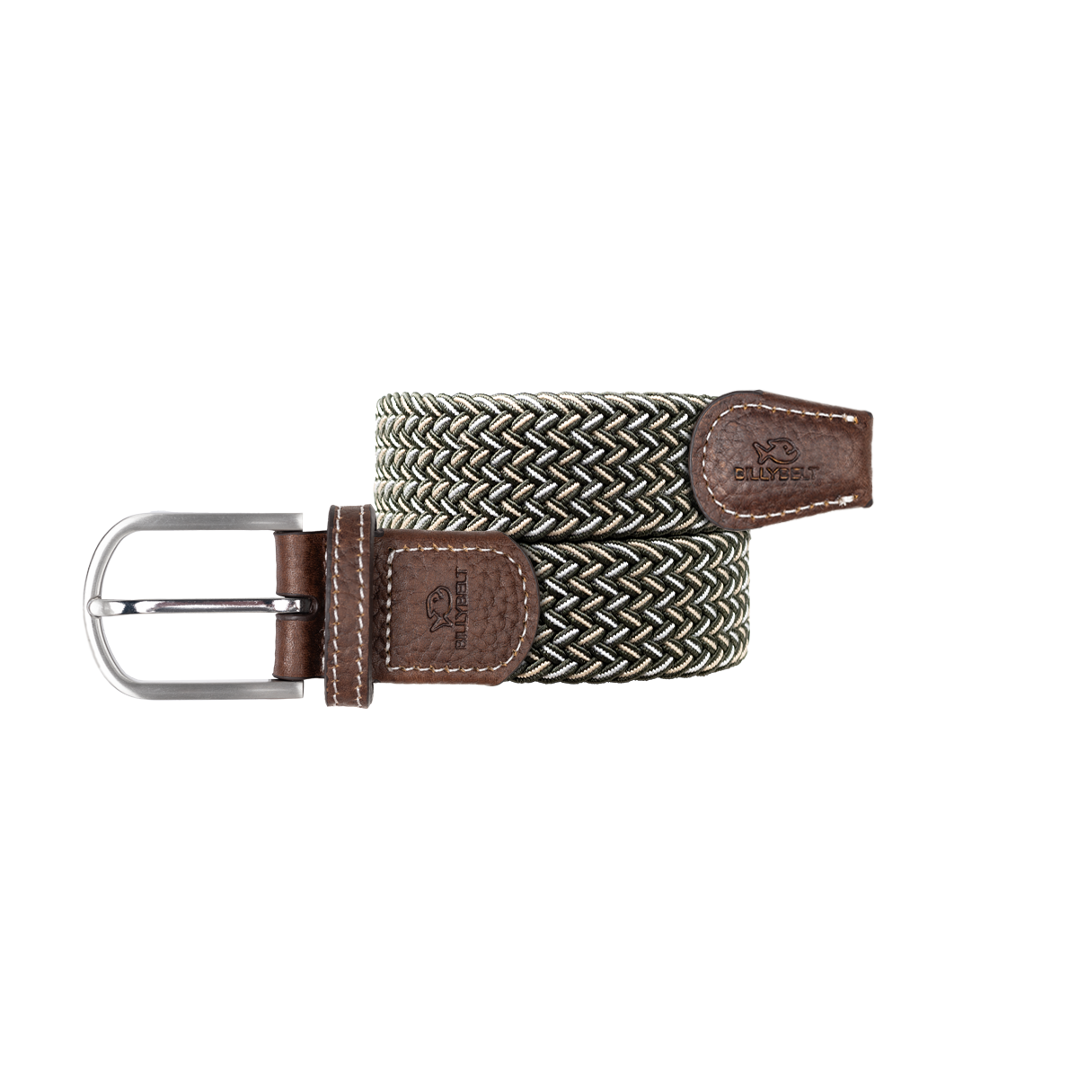 Multicolored braided elastic belt BILLYBELT Green