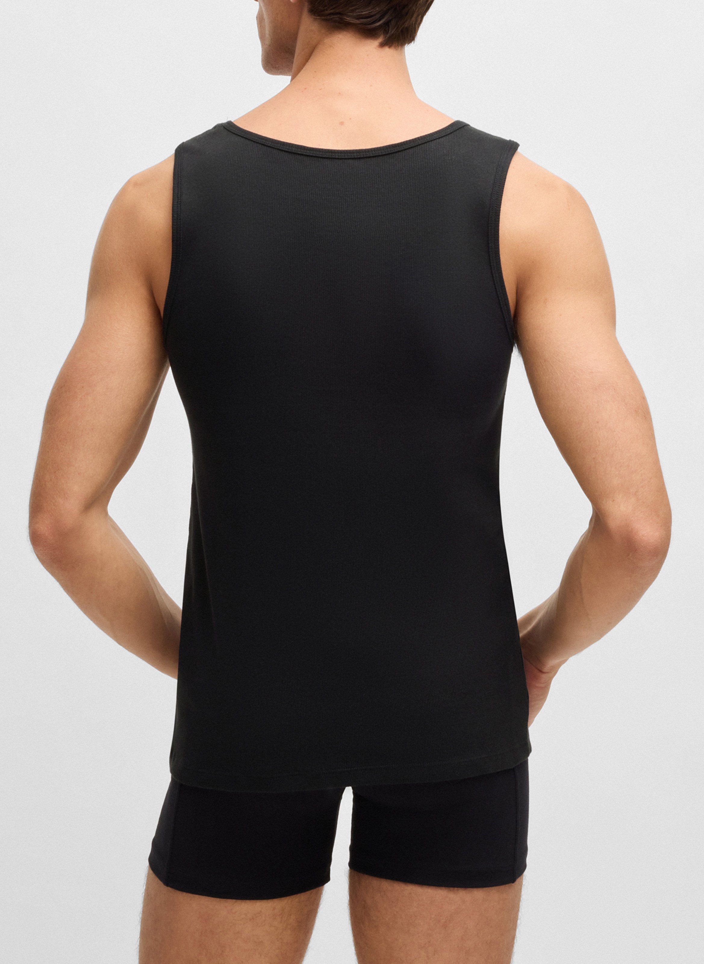 Set of three cotton tank tops BOSS Black