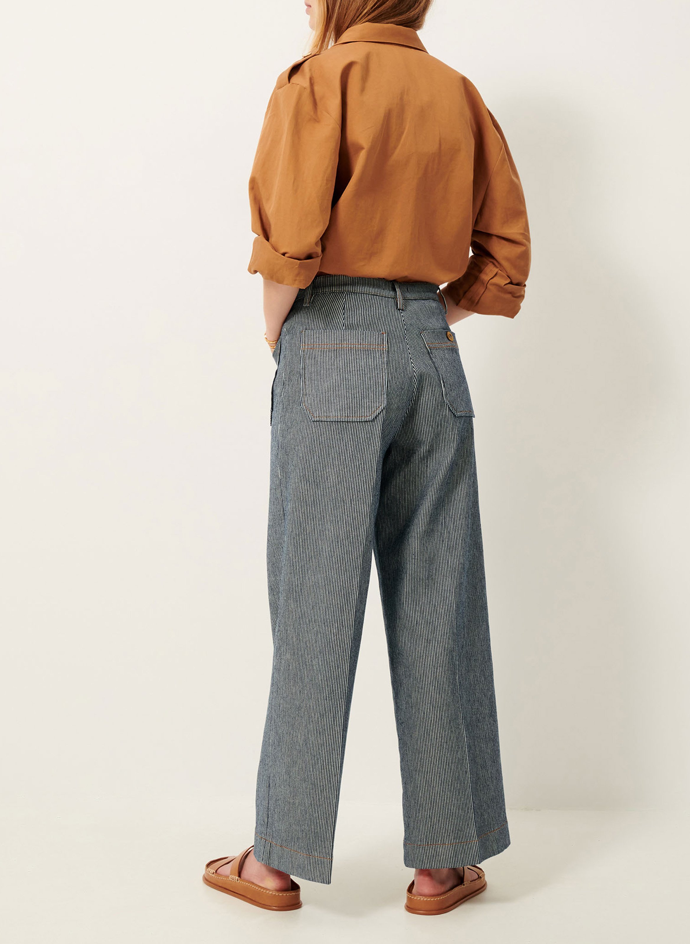 Pantalon droit en coton mélangé SESSUN Bleu