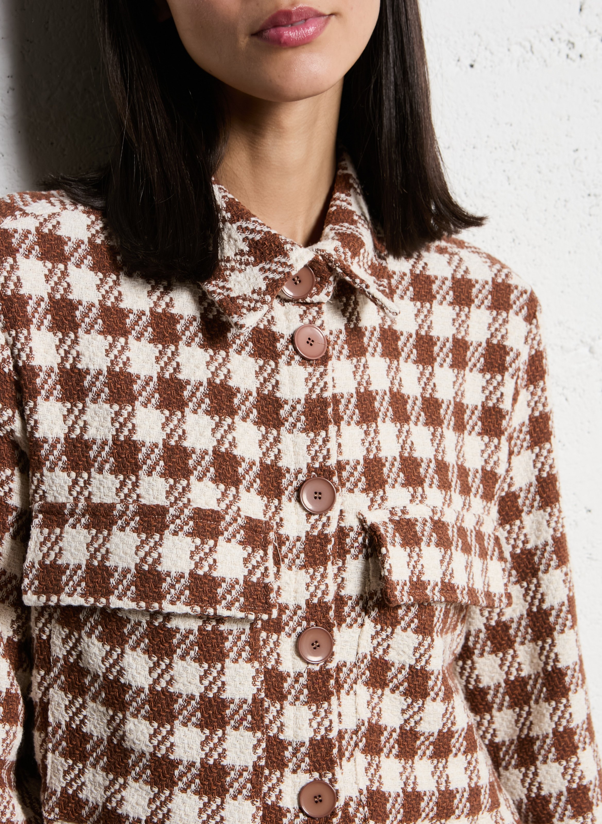 Cotton-blend coat with classic collar Beige