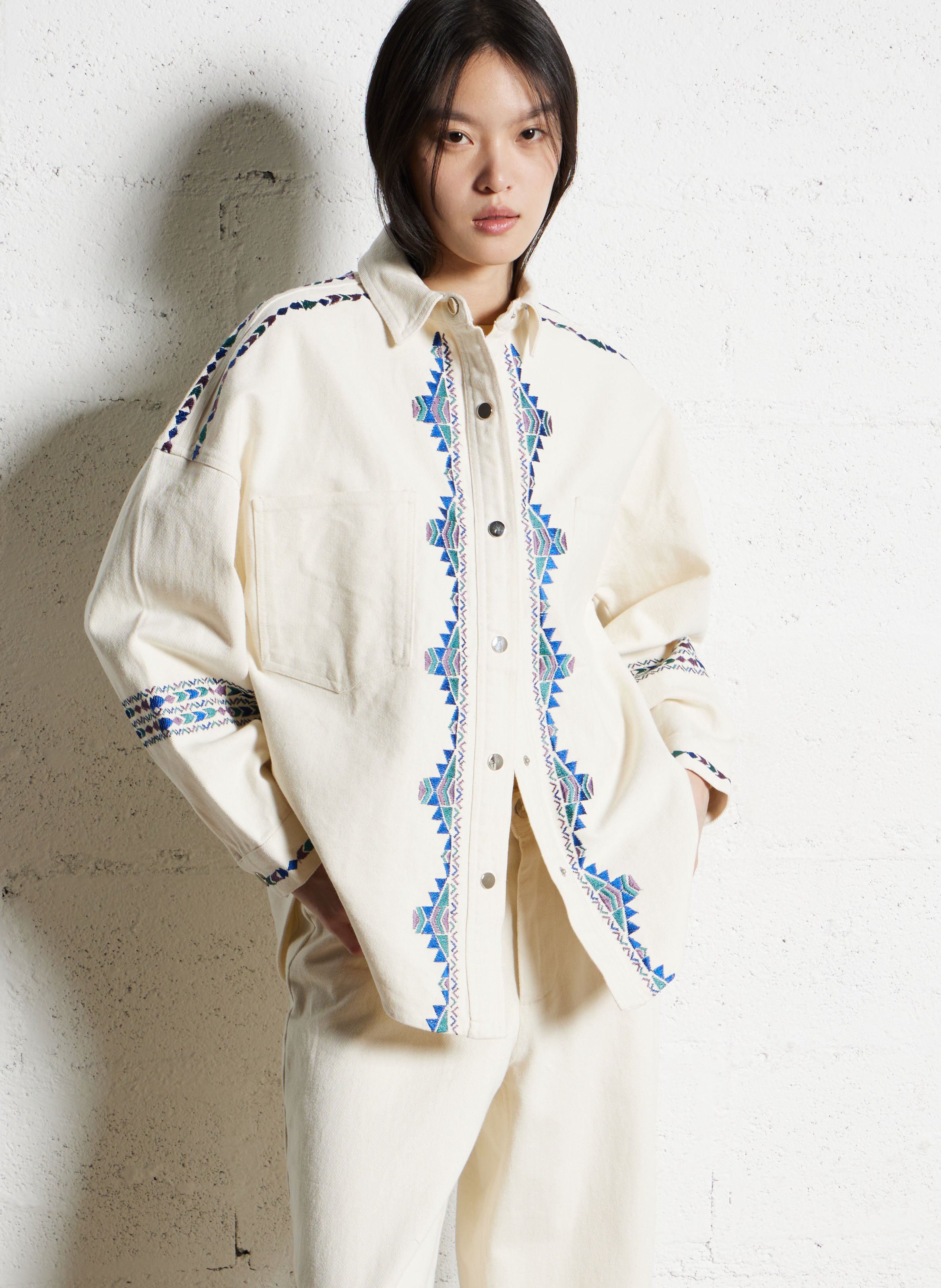 Veste col classique en coton LOLLYS LAUNDRY Beige