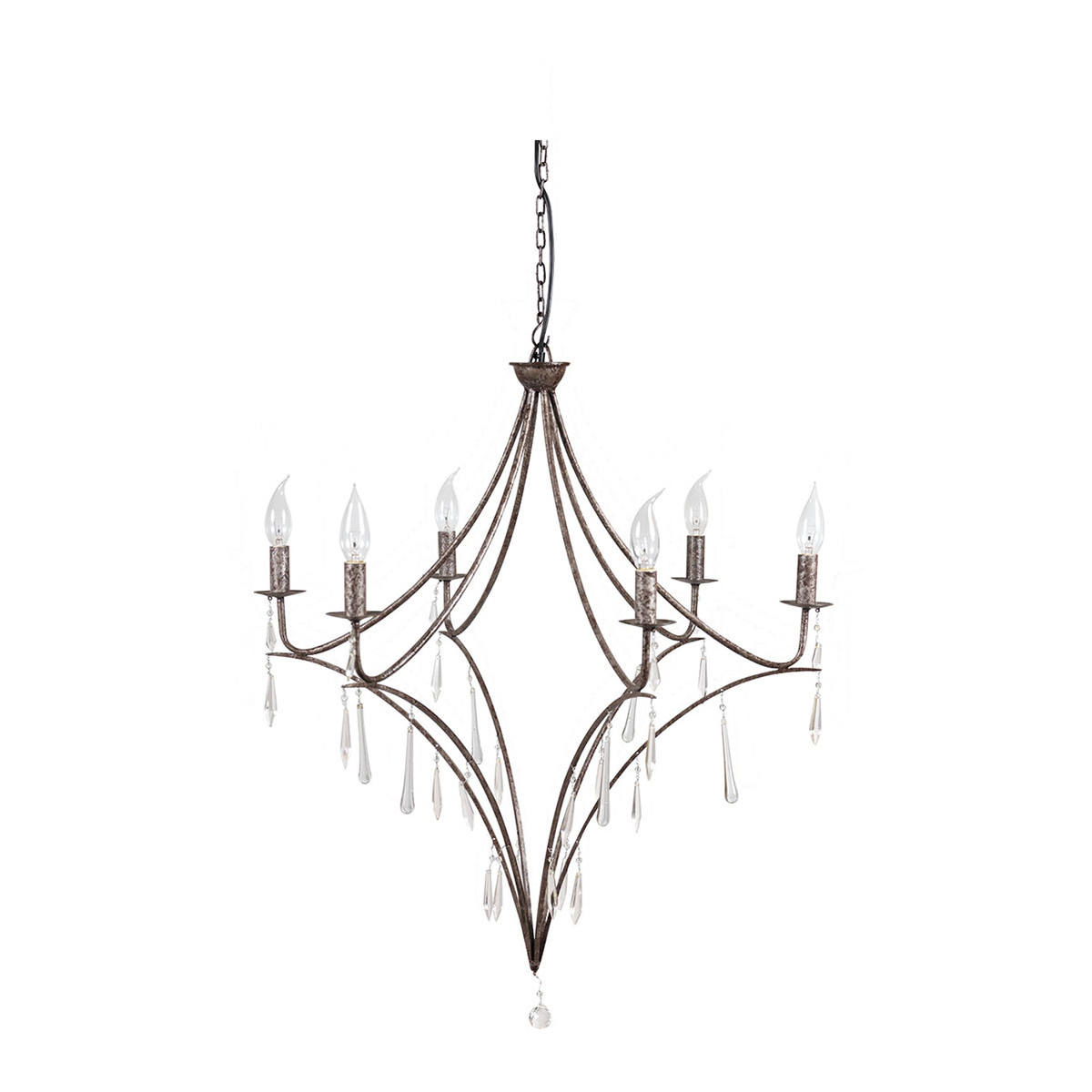 Iron candlestick chandelier BLANC D'IVOIRE Grey