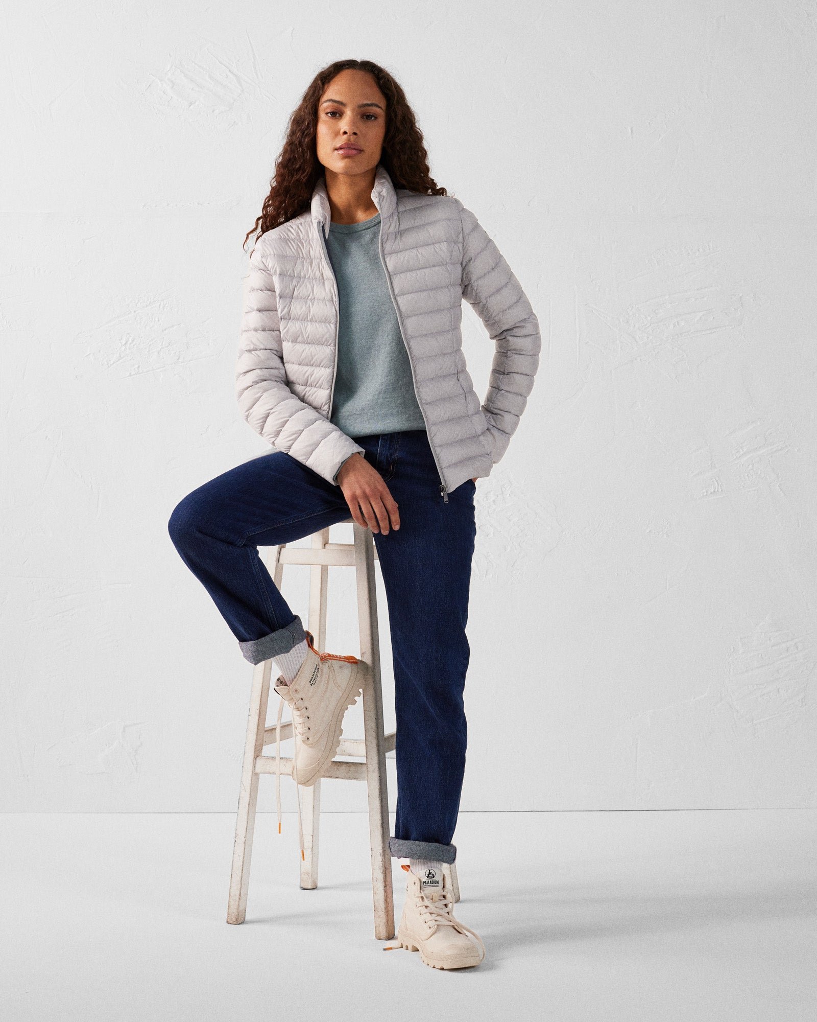 Heloise round neck knit sweater JOTT Green