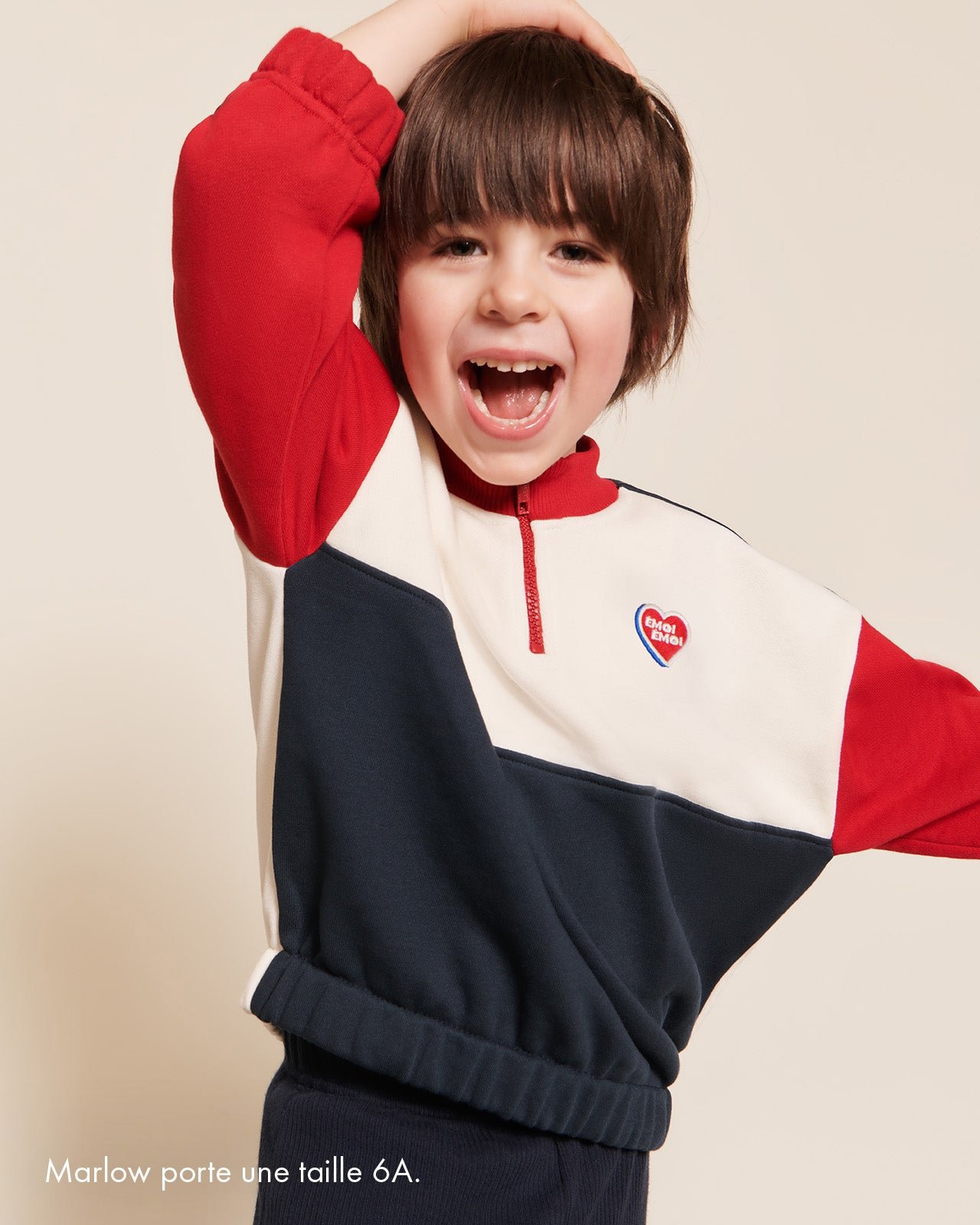 The Sonny organic cotton sweatshirt with zippered collar EMOI EMOI Red