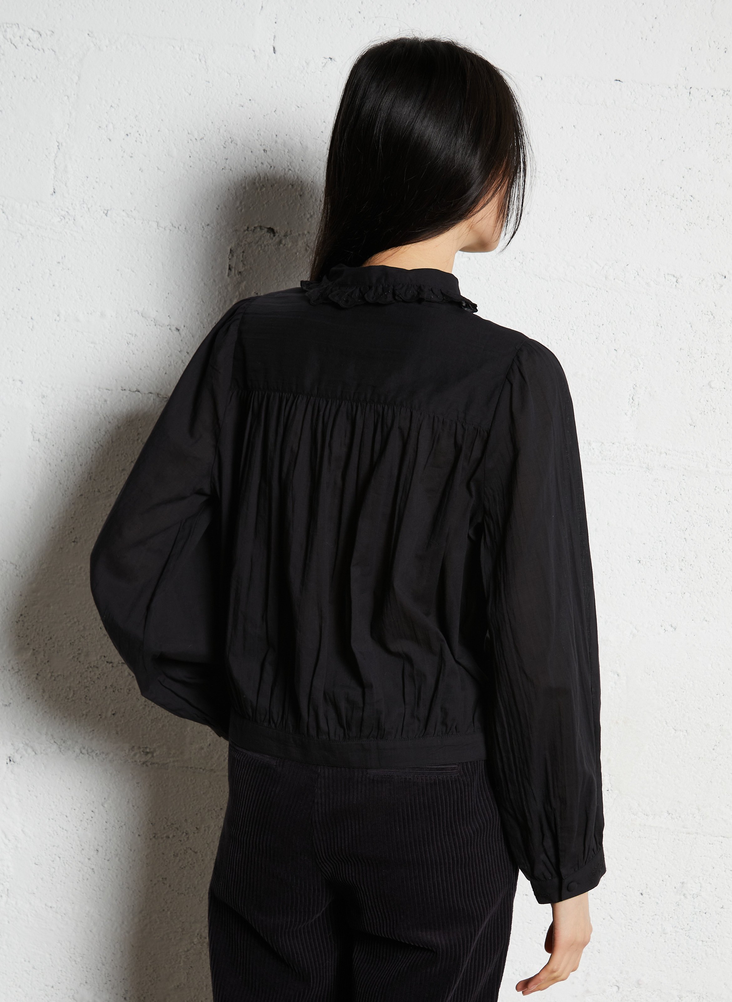 Blusenhemd mit Baumwoll-Peter-Pan-Kragen EMILE ET IDA Schwarz