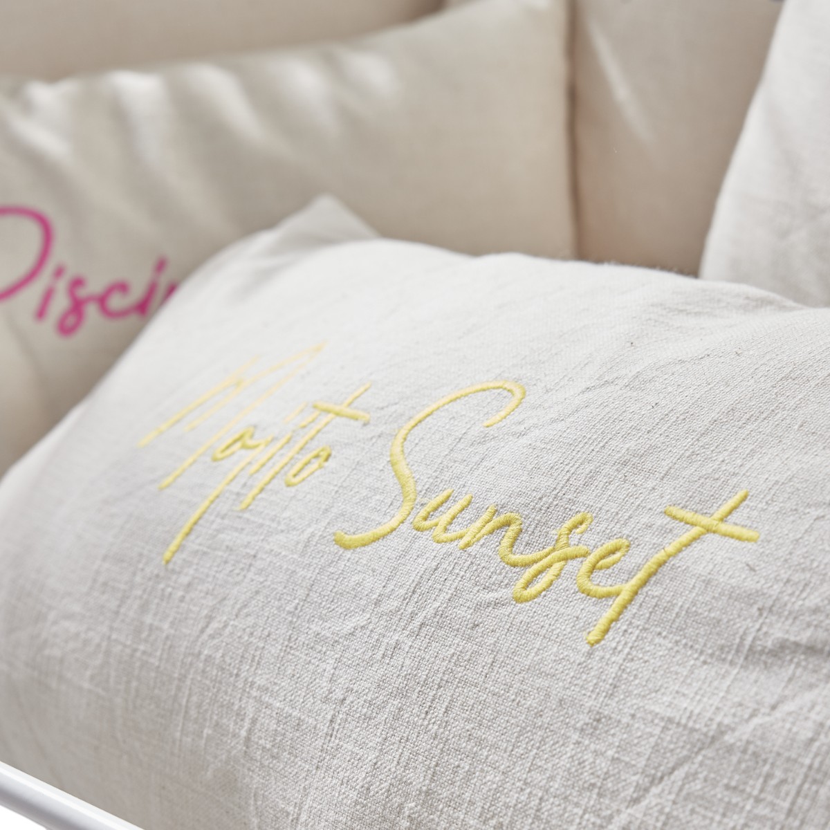 Set of 2 cotton removable cushion covers TODAY LINGE DE MAISON Yellow