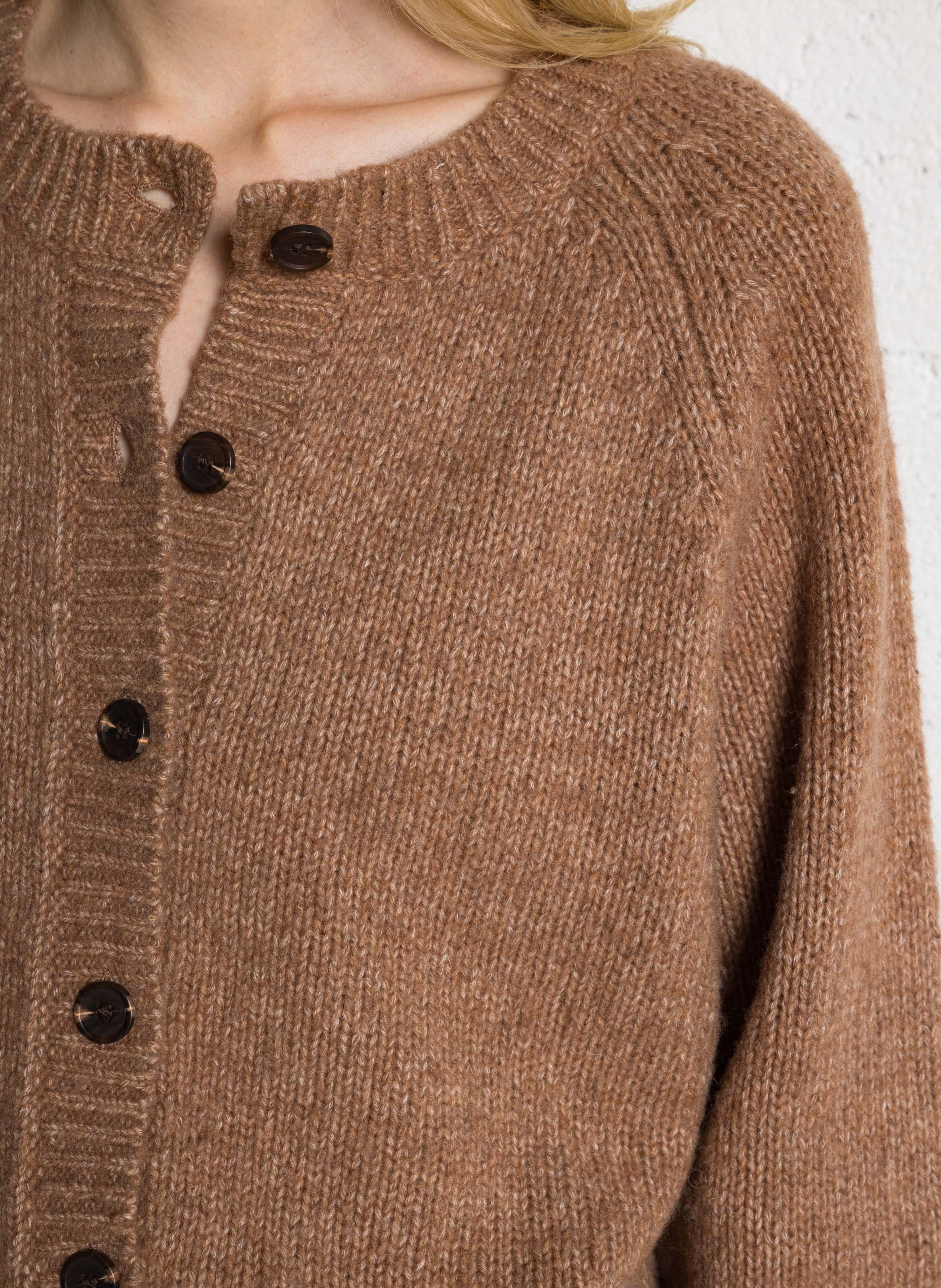 Straight buttoned cardigan in mixed wool JC SOPHIE Brown