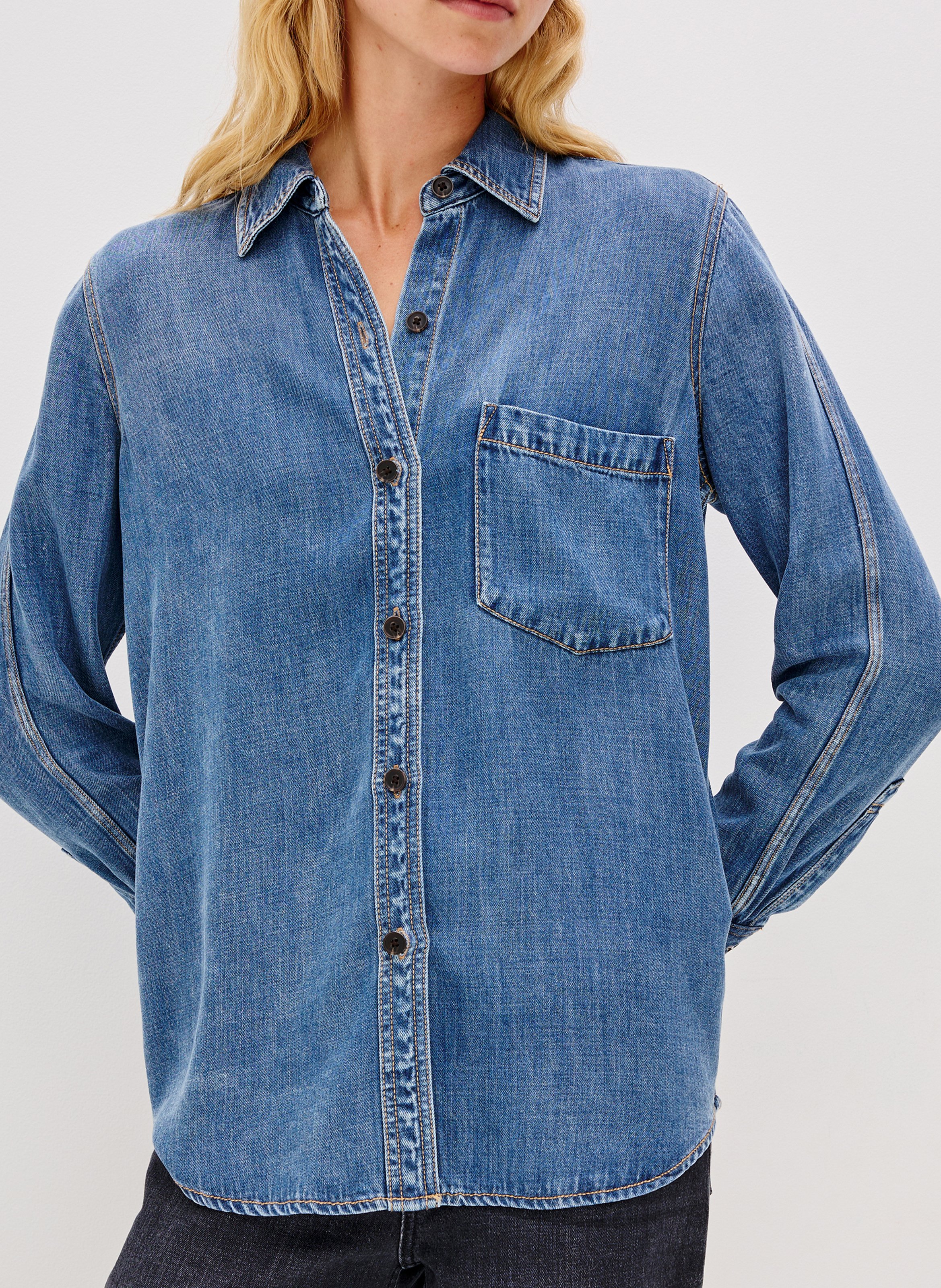 Chemise col classique en denim RAILS Bleu