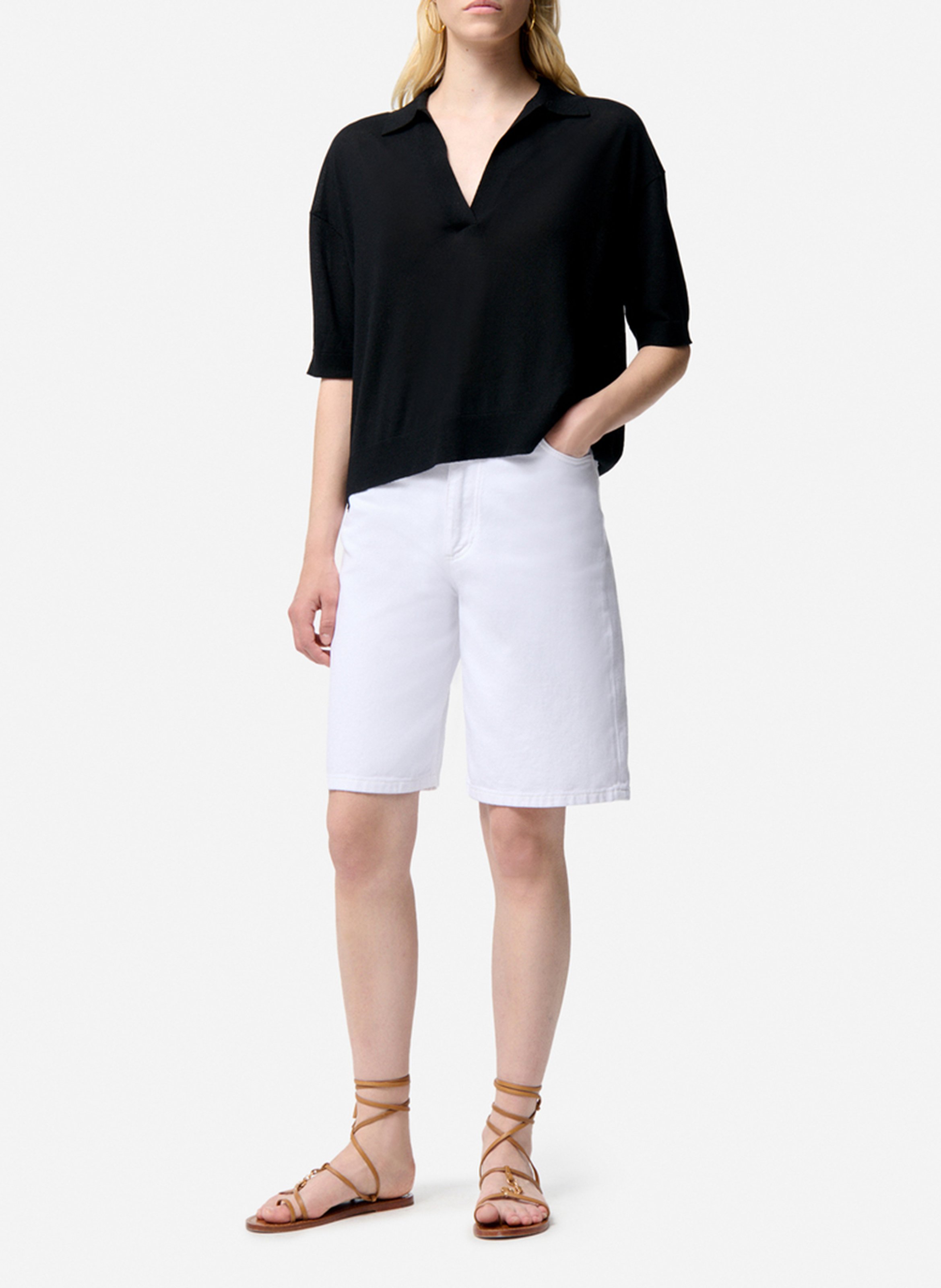 Oversized trui met polokraag van wol en kasjmier VANESSA BRUNO Zwart