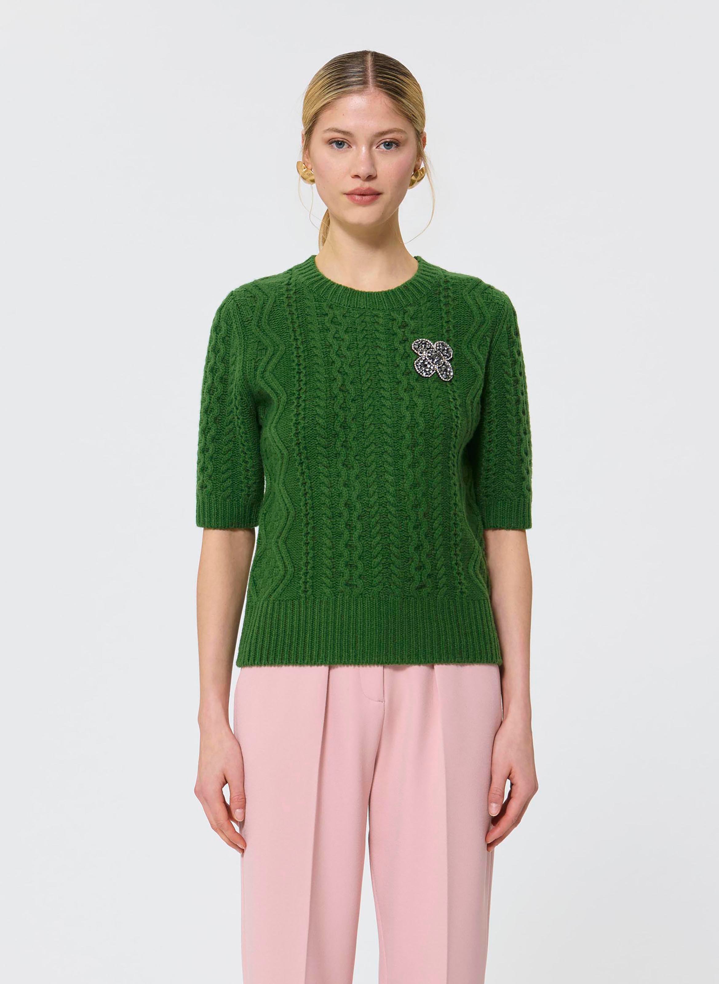 Pull col rond en laine TARA JARMON Vert