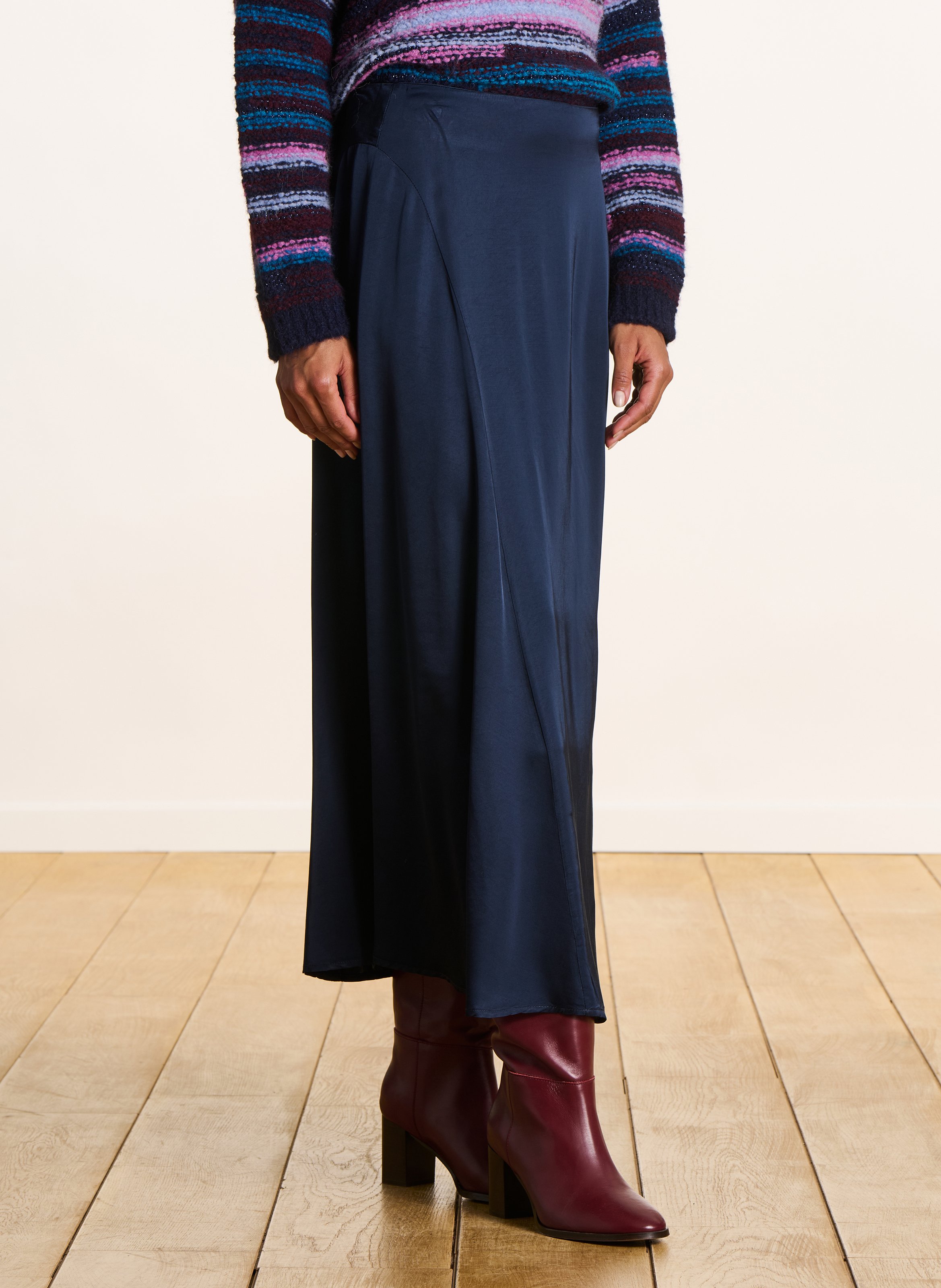 Lange, glanzende rok LA FEE MARABOUTEE Blauw