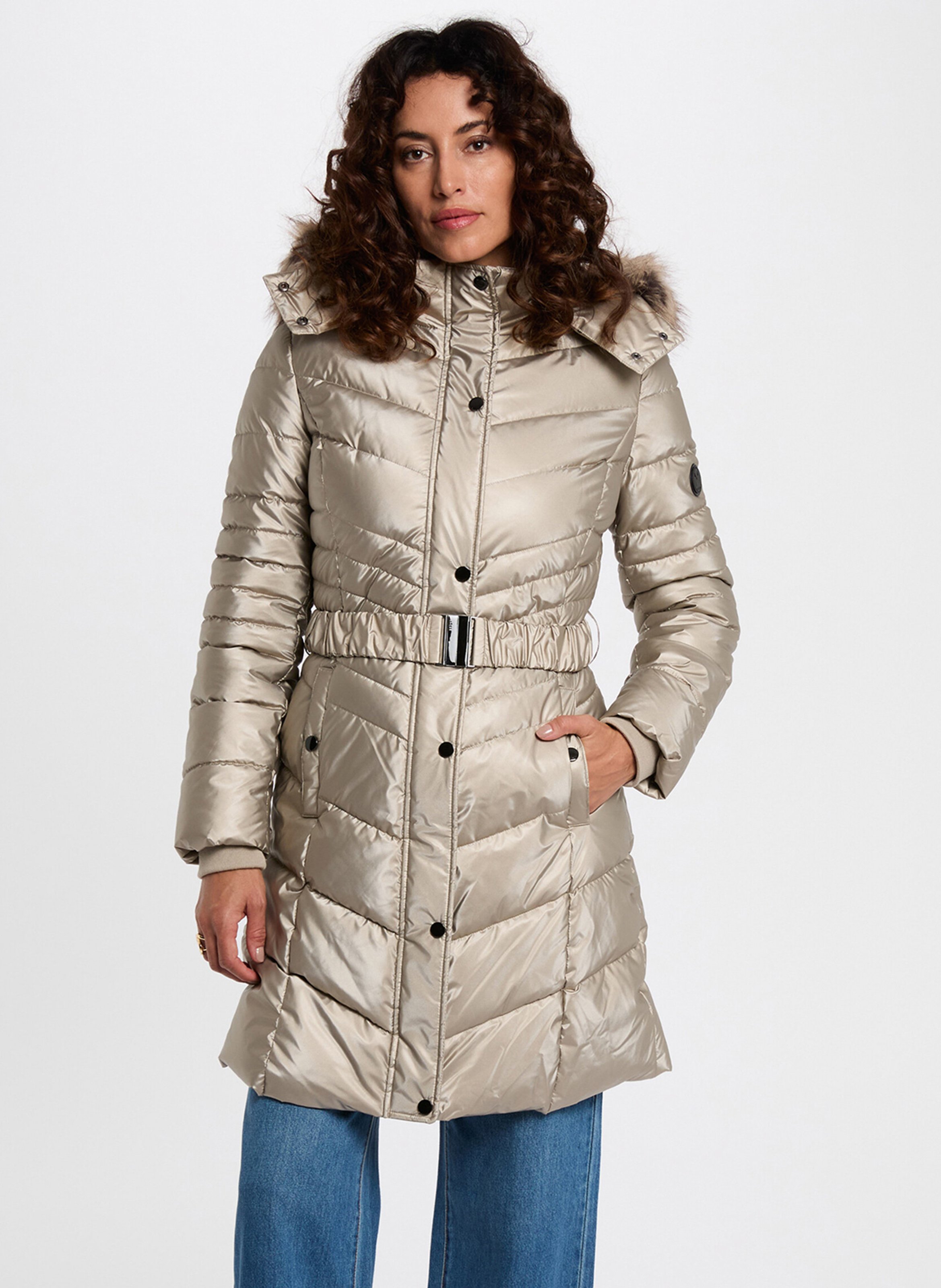 Taillierte Daunenjacke mit Kapuze MORGAN Golden