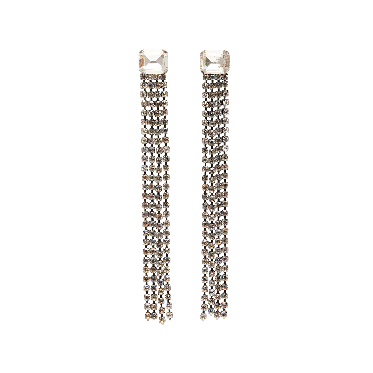Pendientes largos de strass con flecos FEEKA Plata