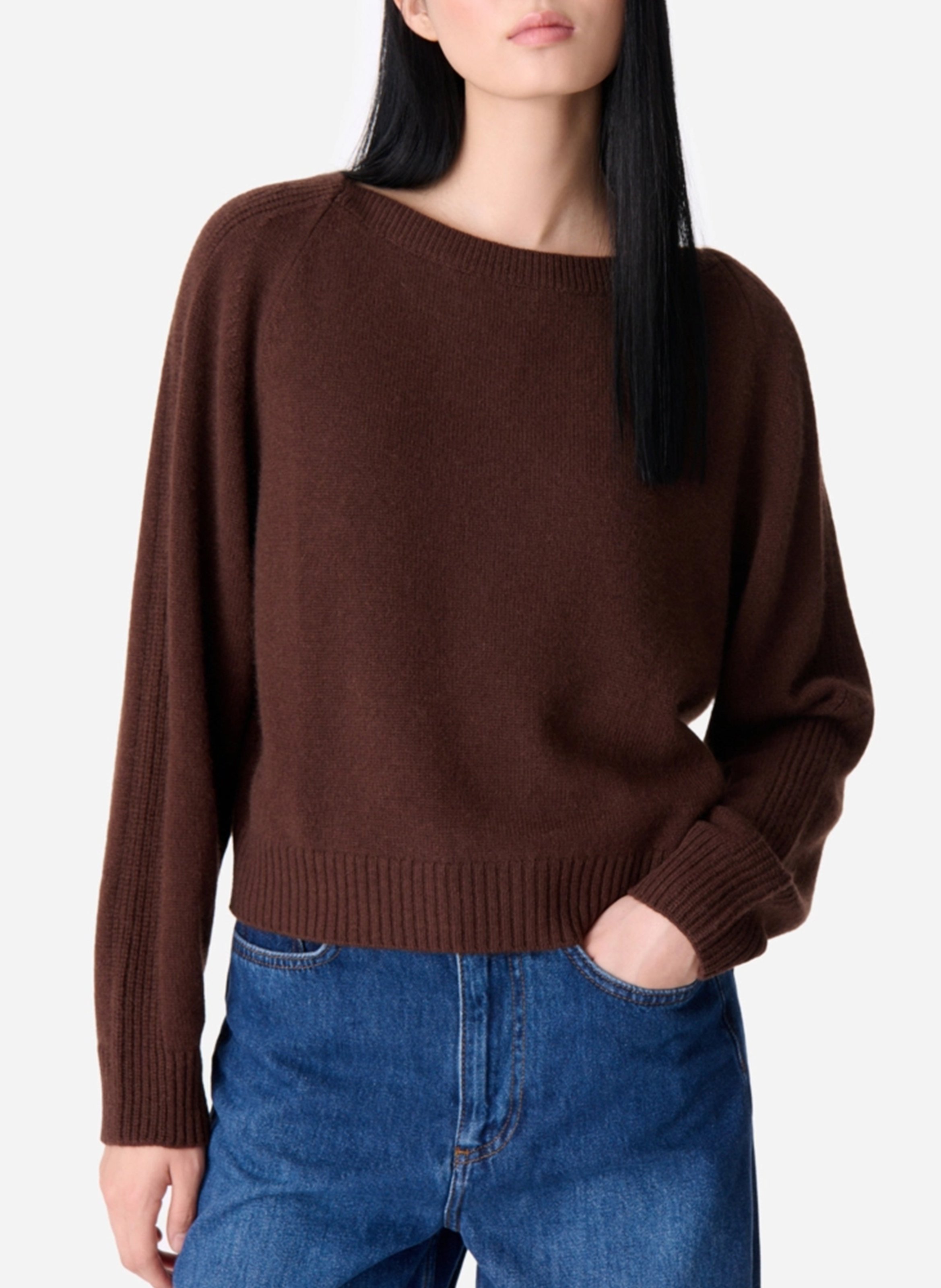 Pull col rond en cachemire VANESSA BRUNO Marron