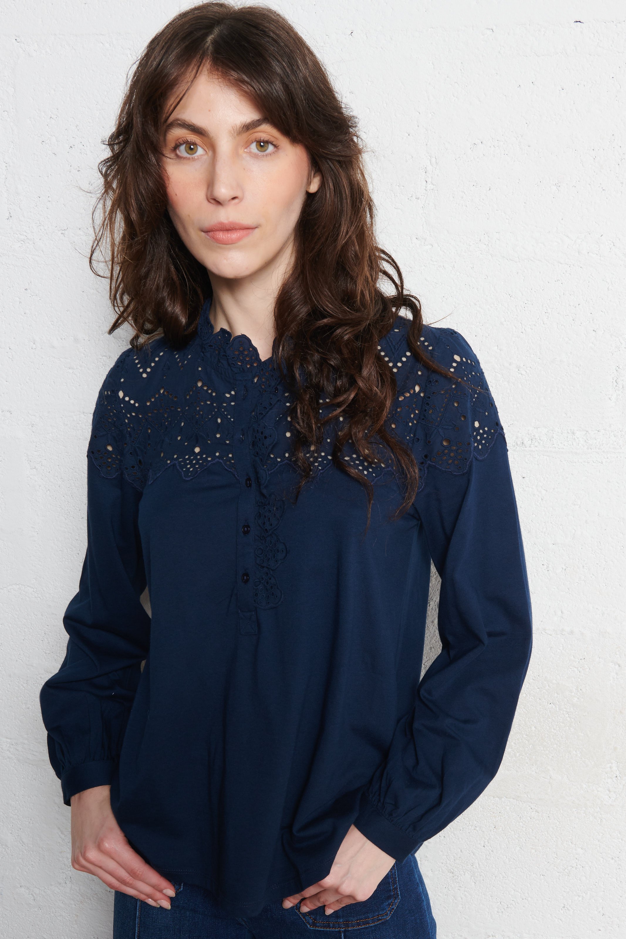 Top manches longues brodée SUD EXPRESS Bleu