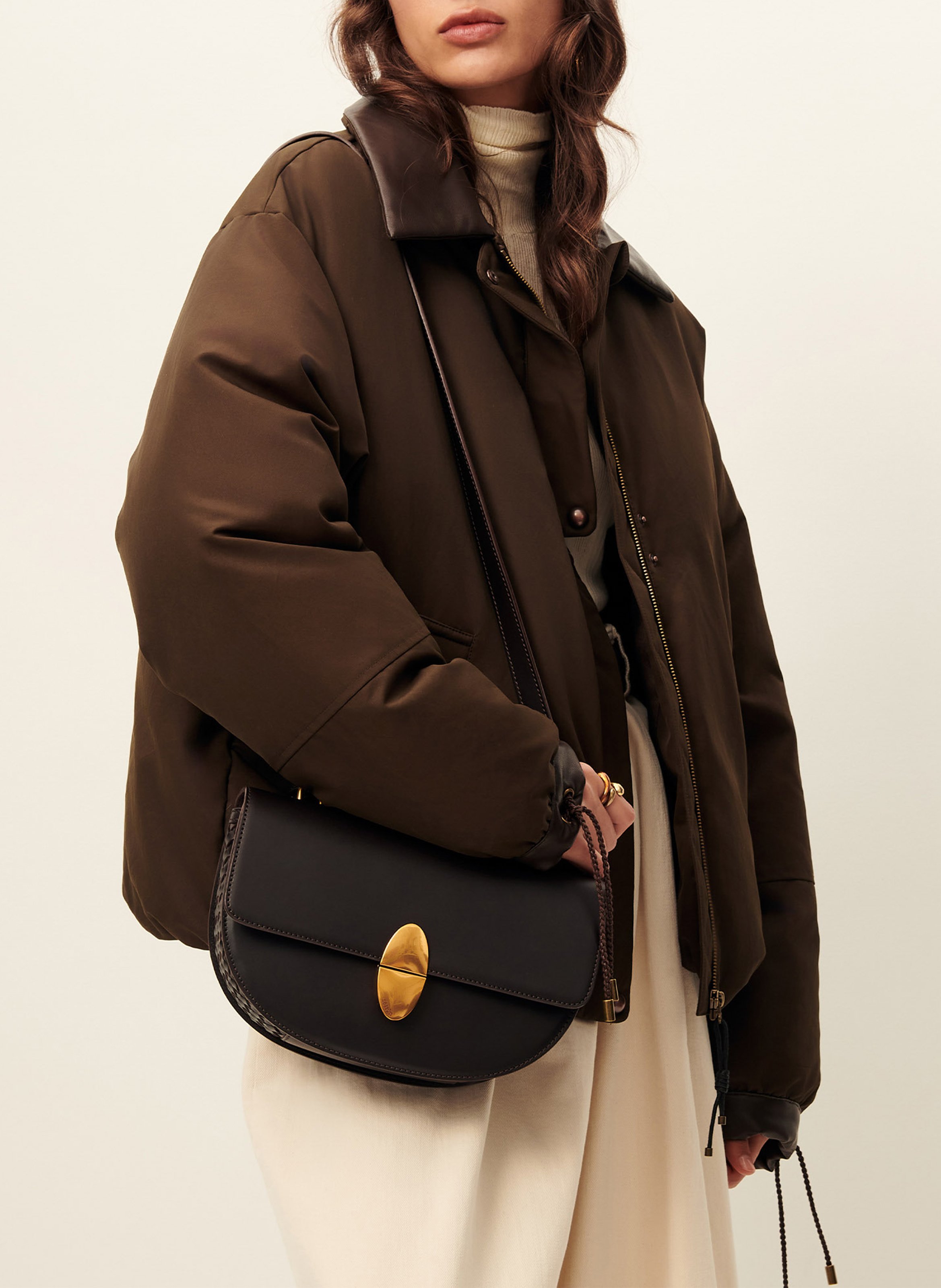 Manteau ample zippé uni SESSUN Kaki