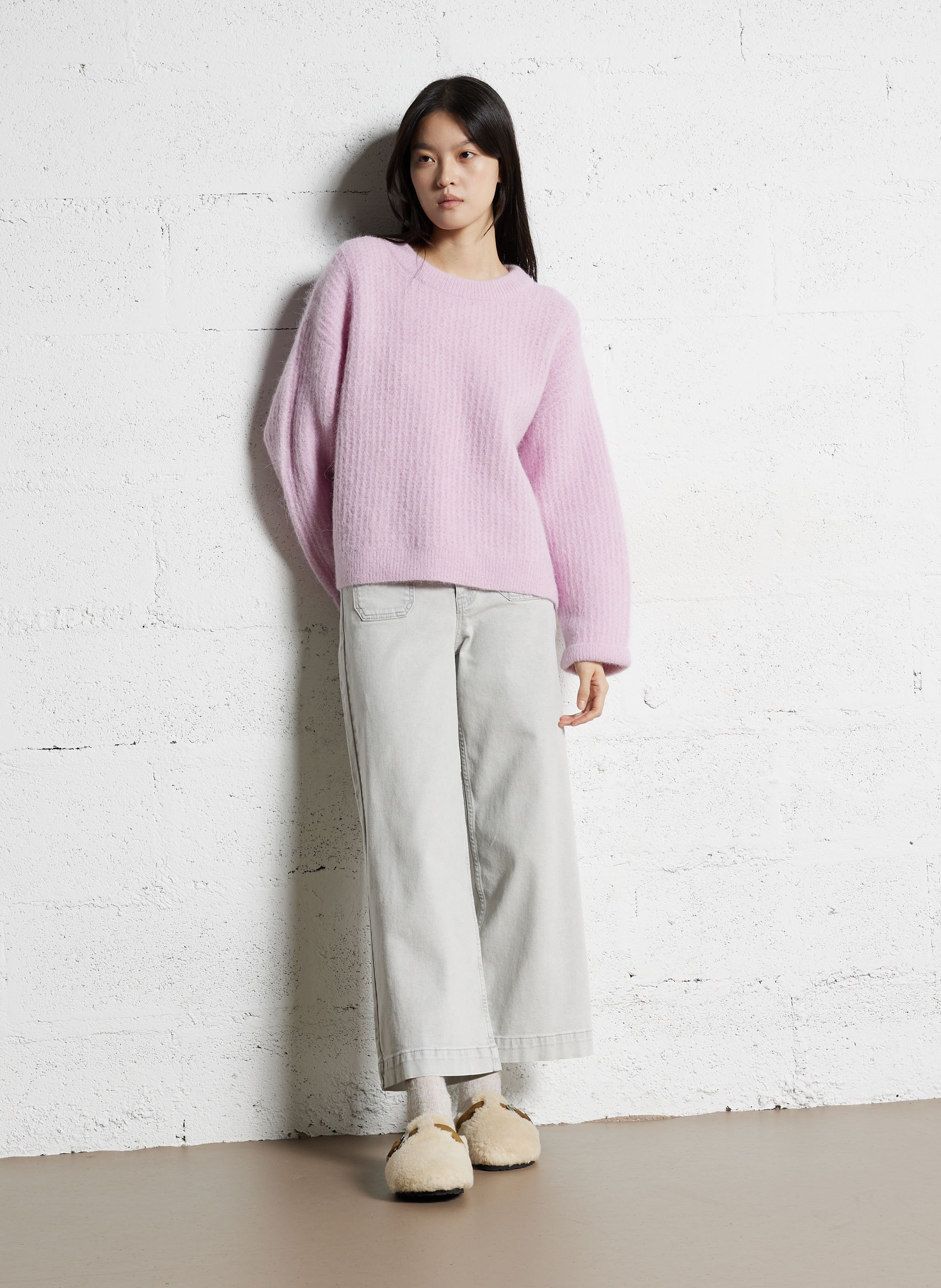 Flat mules in synthetic fur IKKS White