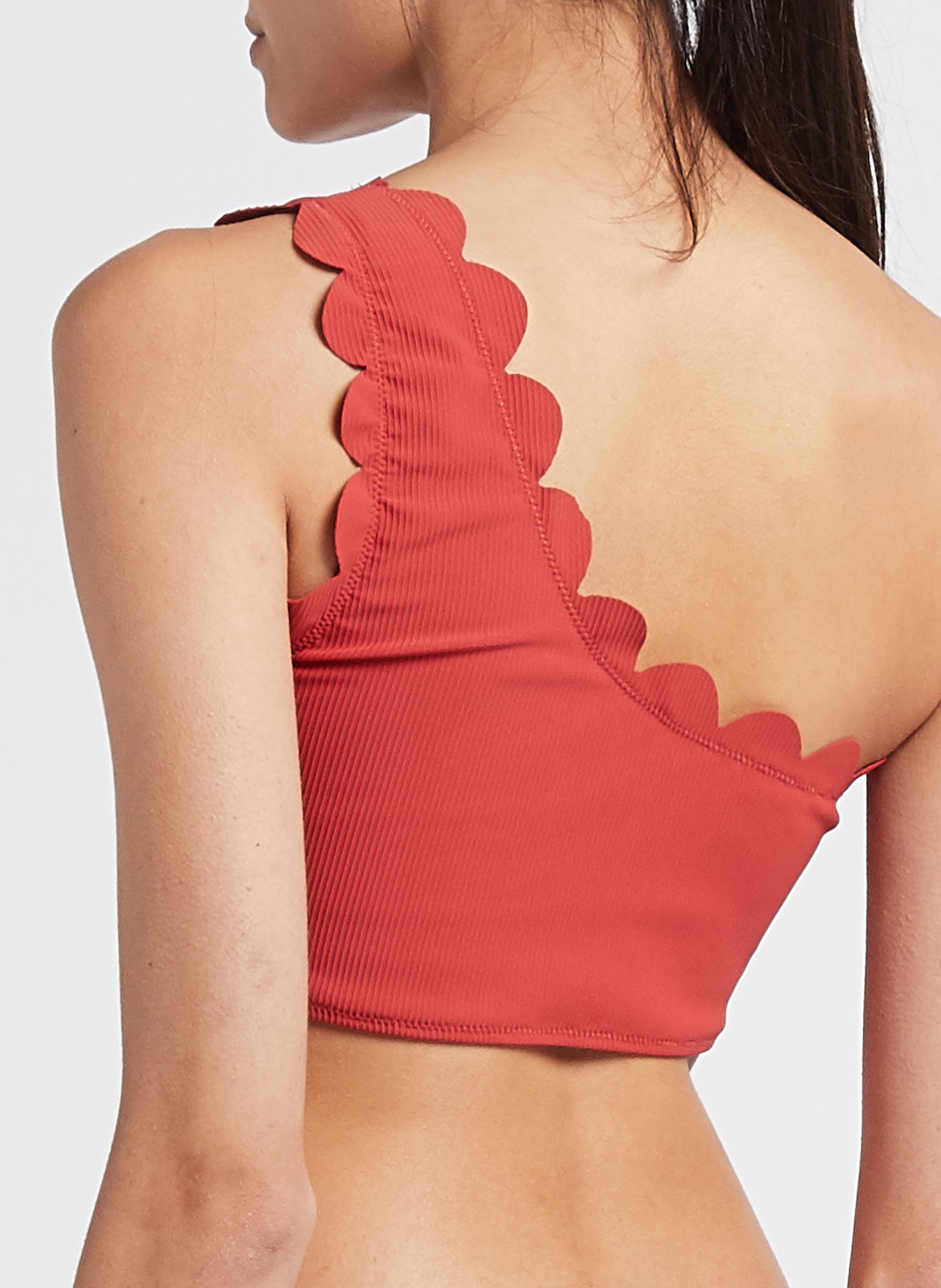 Haut de maillot de bain asymétrique PIECES Rouge