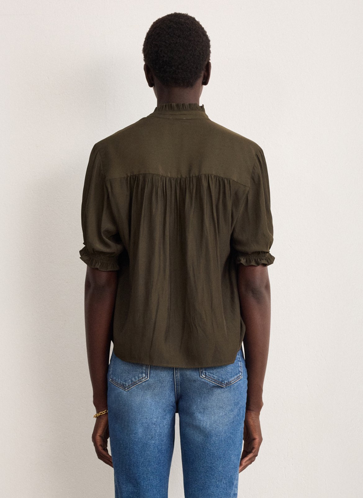 Blouse droite col V PABLO Vert