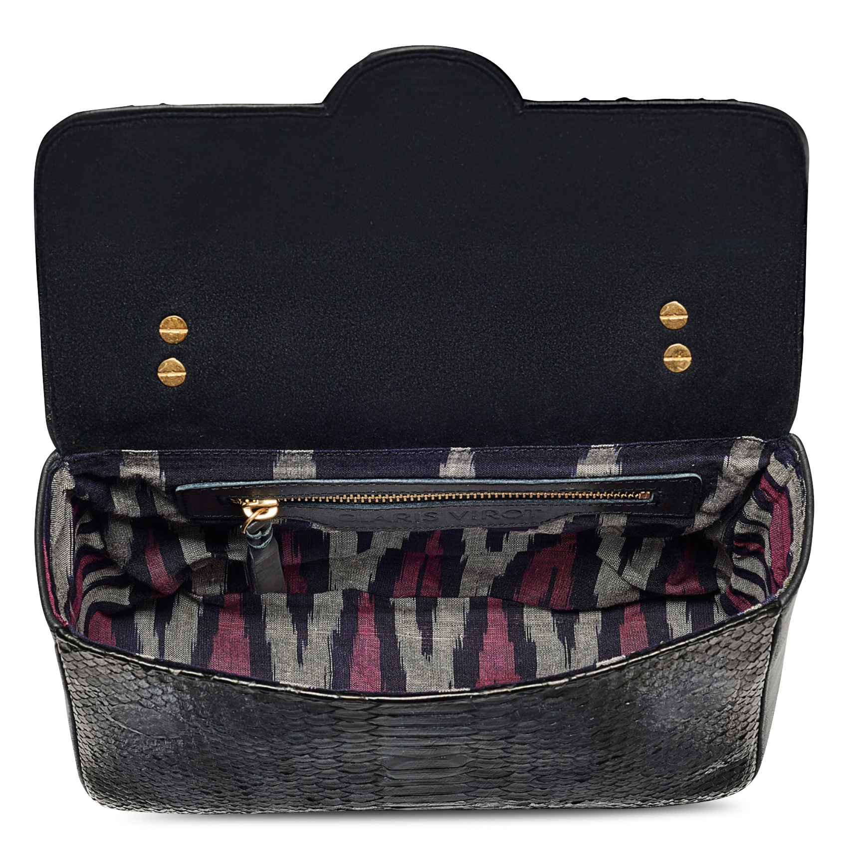 Schultertasche mit Kroko-Prägung CLARIS VIROT Schwarz