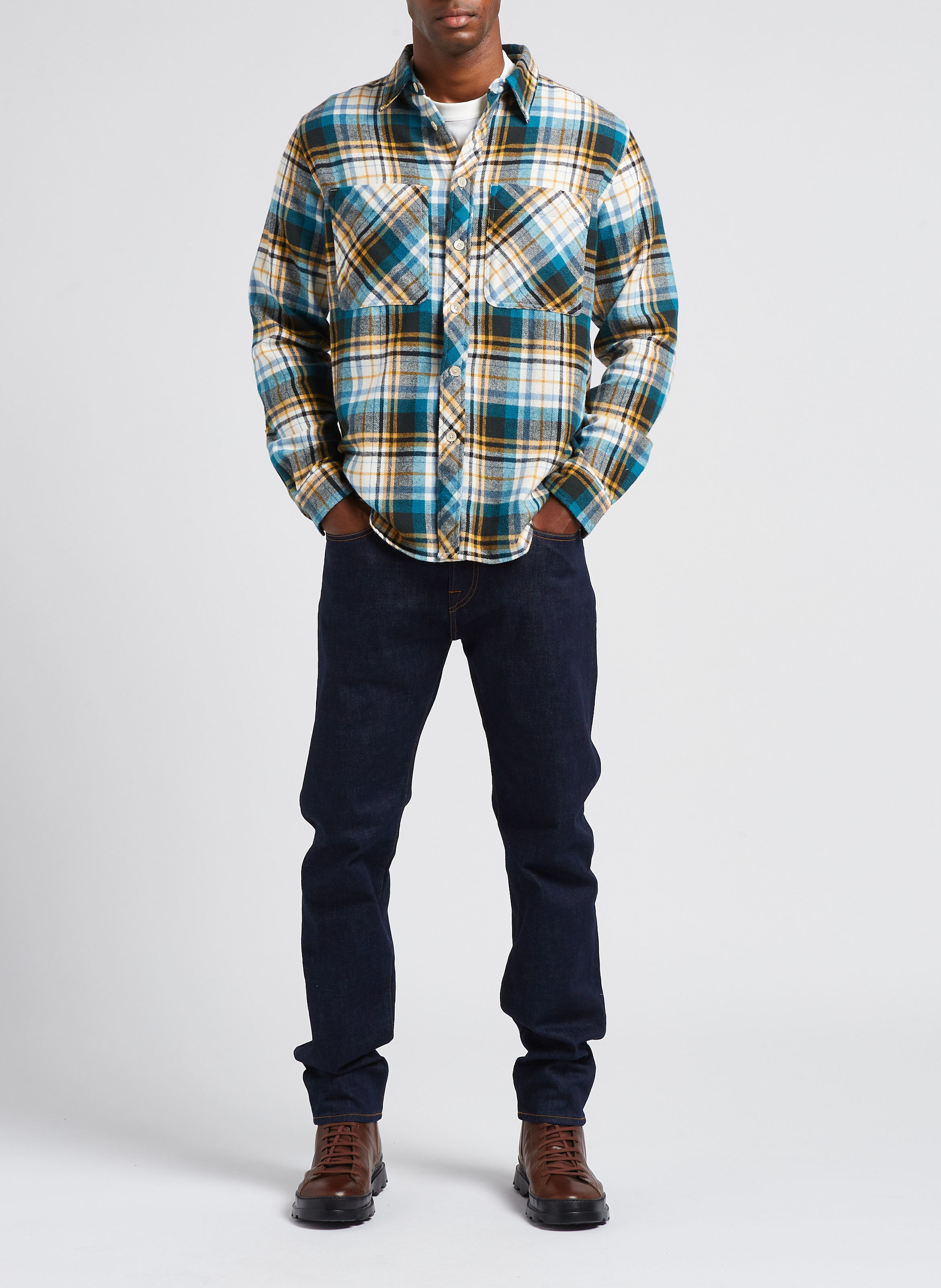 Chemise épaisse col classique en coton à carreaux PAUL SMITH Vert