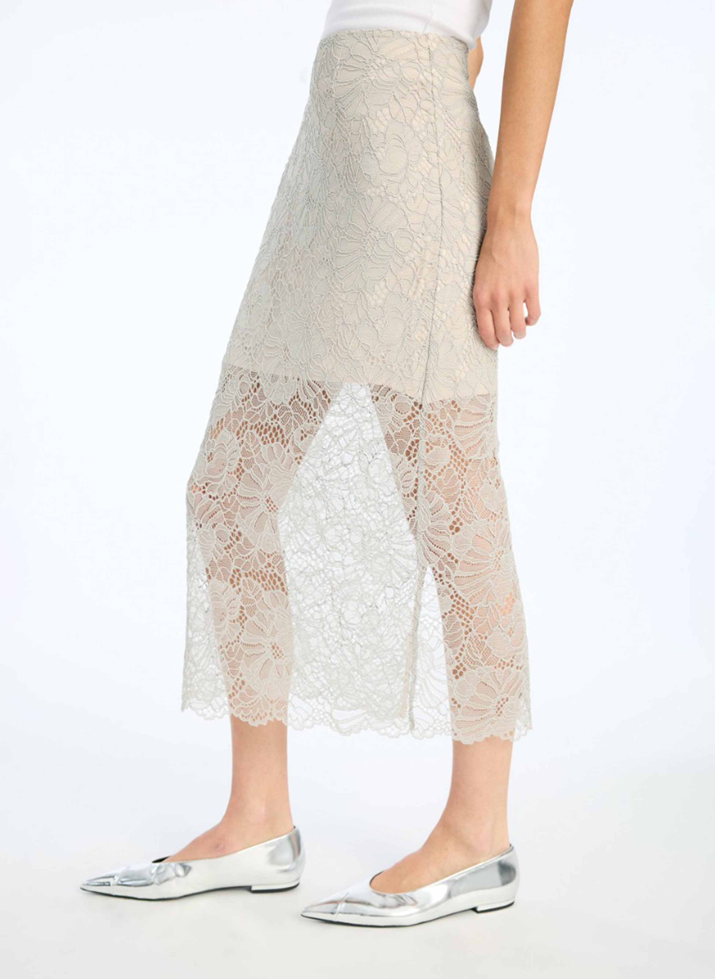 Lace midi skirt ROTATE Grey