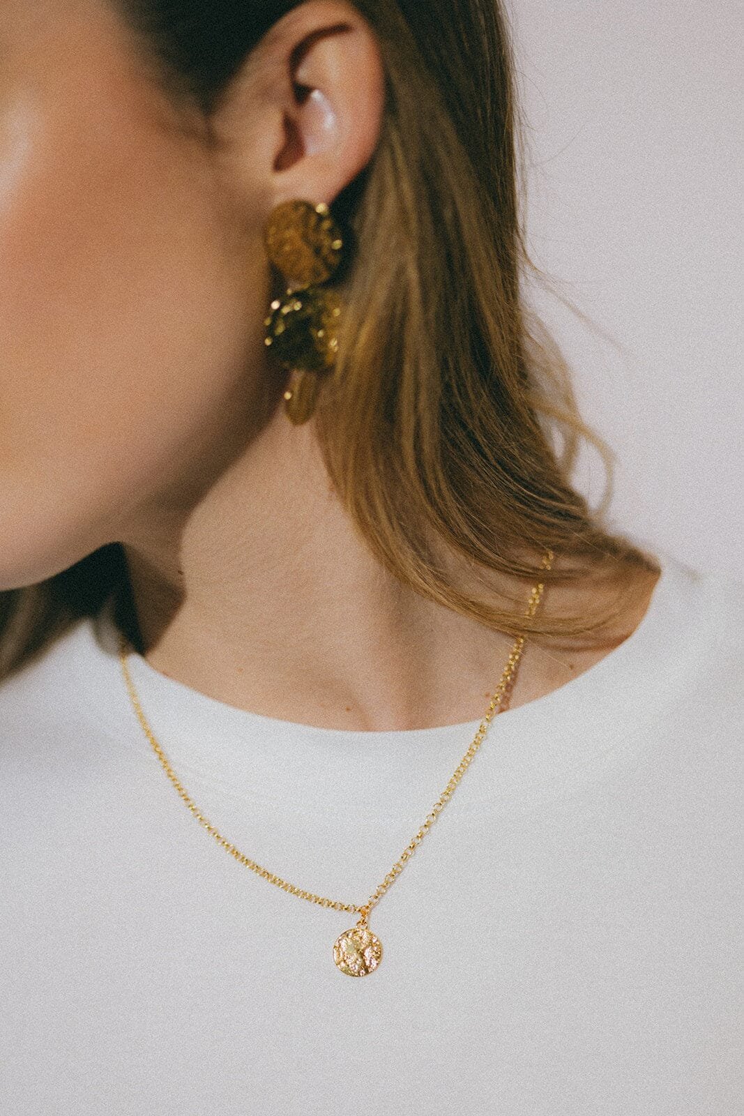 Hammered round gold-plated necklace MONSIEUR SIMONE Silver