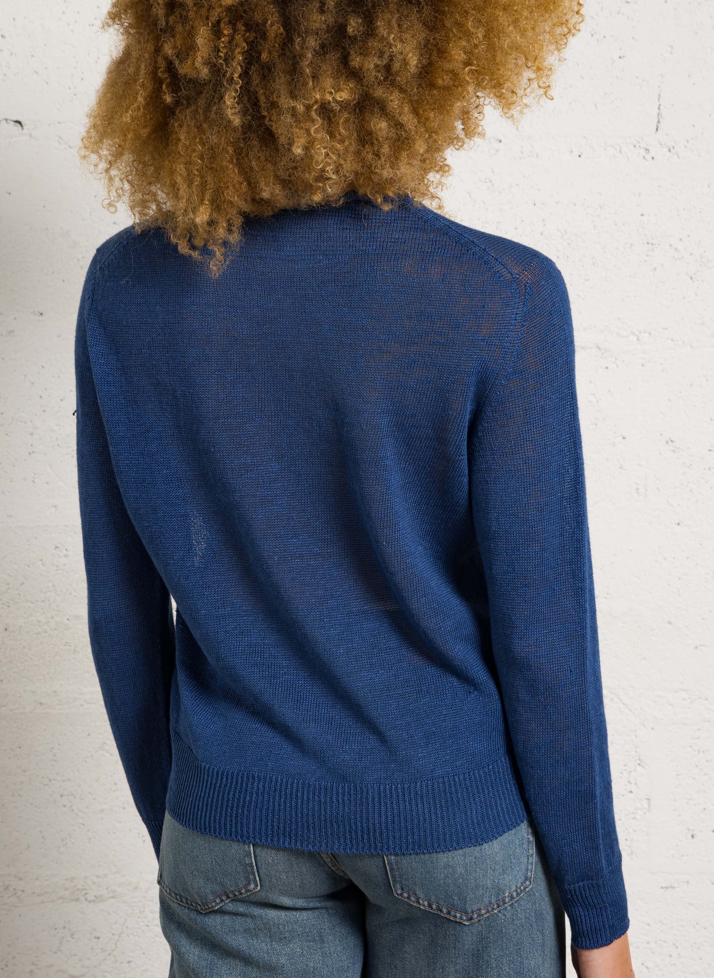 Linnen trui met ronde hals MAX MARA WEEK END Blauw
