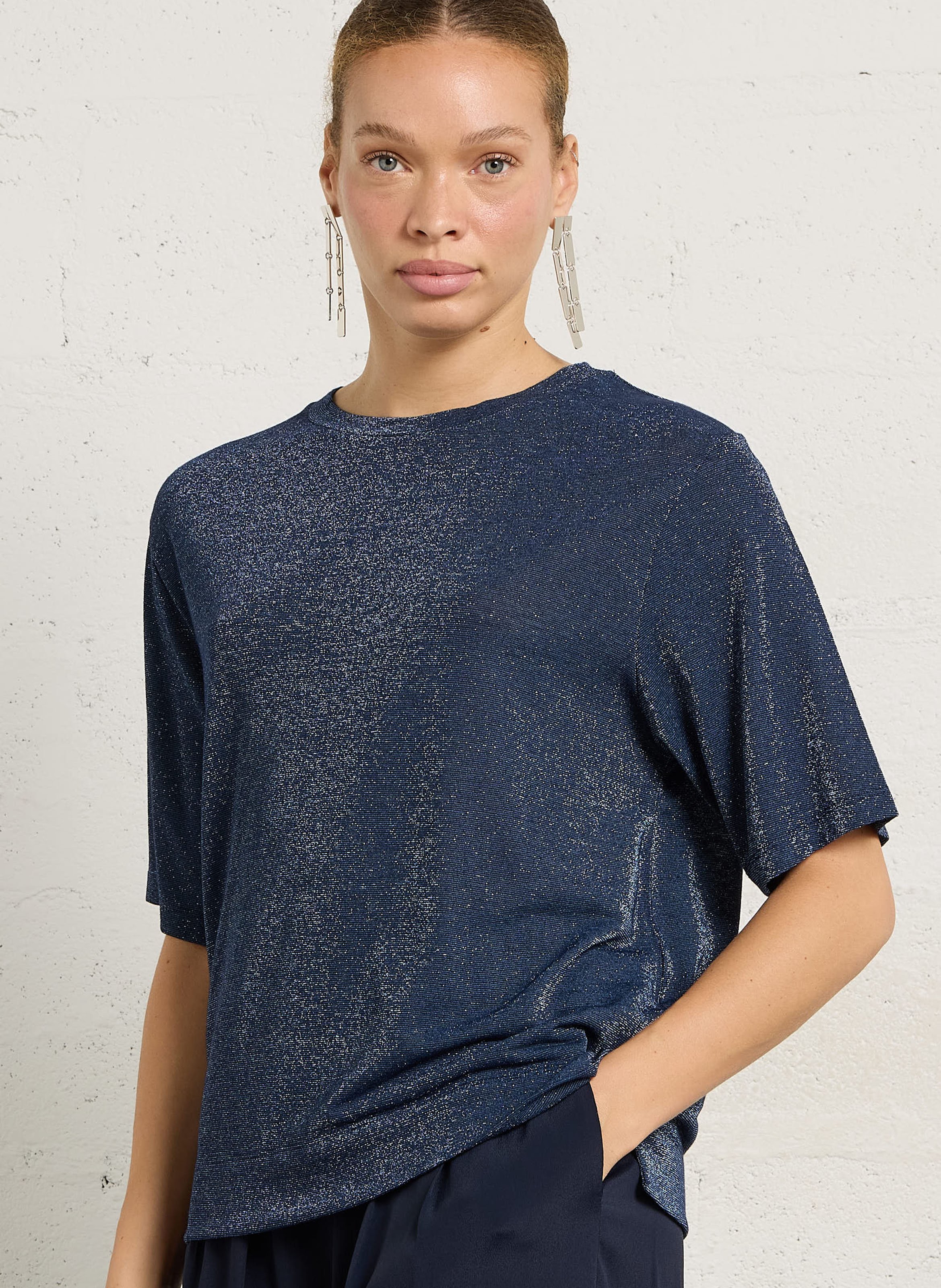 Weites T-Shirt mit Rundhalsausschnitt und Metallic-Effekt MOMONI