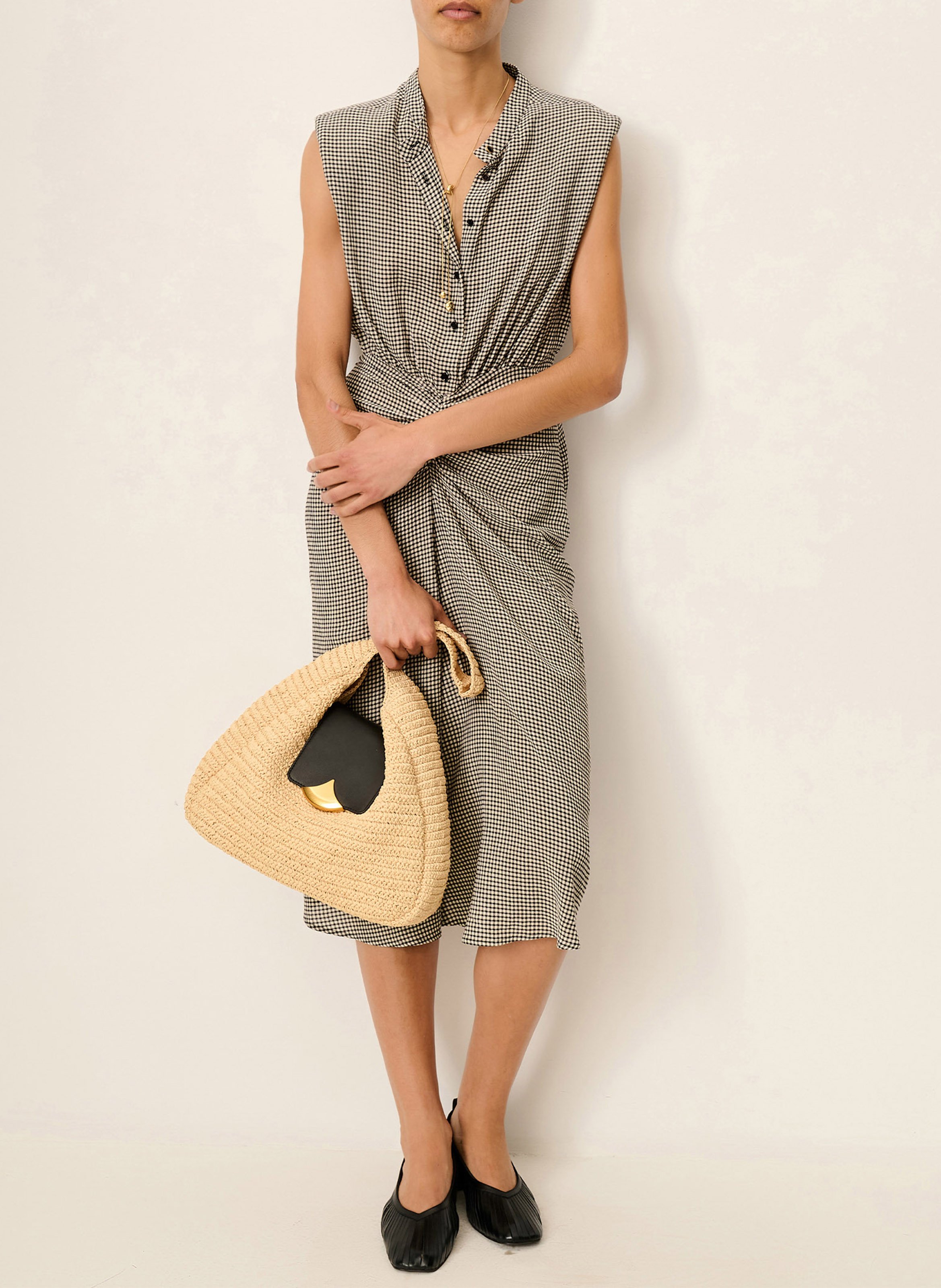 Midikleid mit Rundhalsausschnitt SESSUN Grau