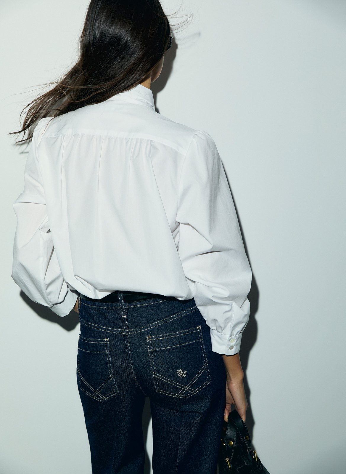 Straight cotton shirt with tie collar GERARD DAREL White
