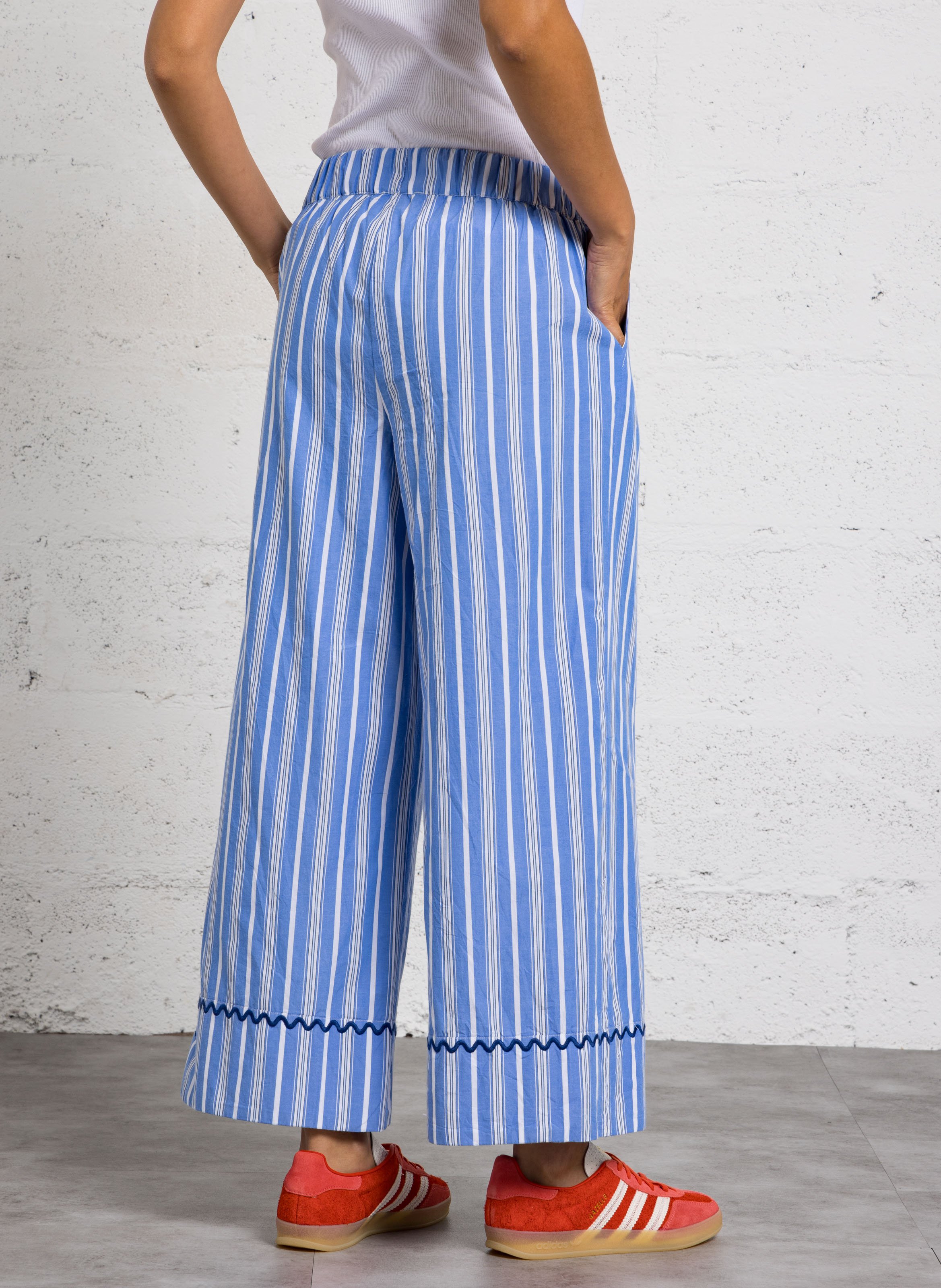 High-waisted wide-leg striped pants MAISON 123 Blue