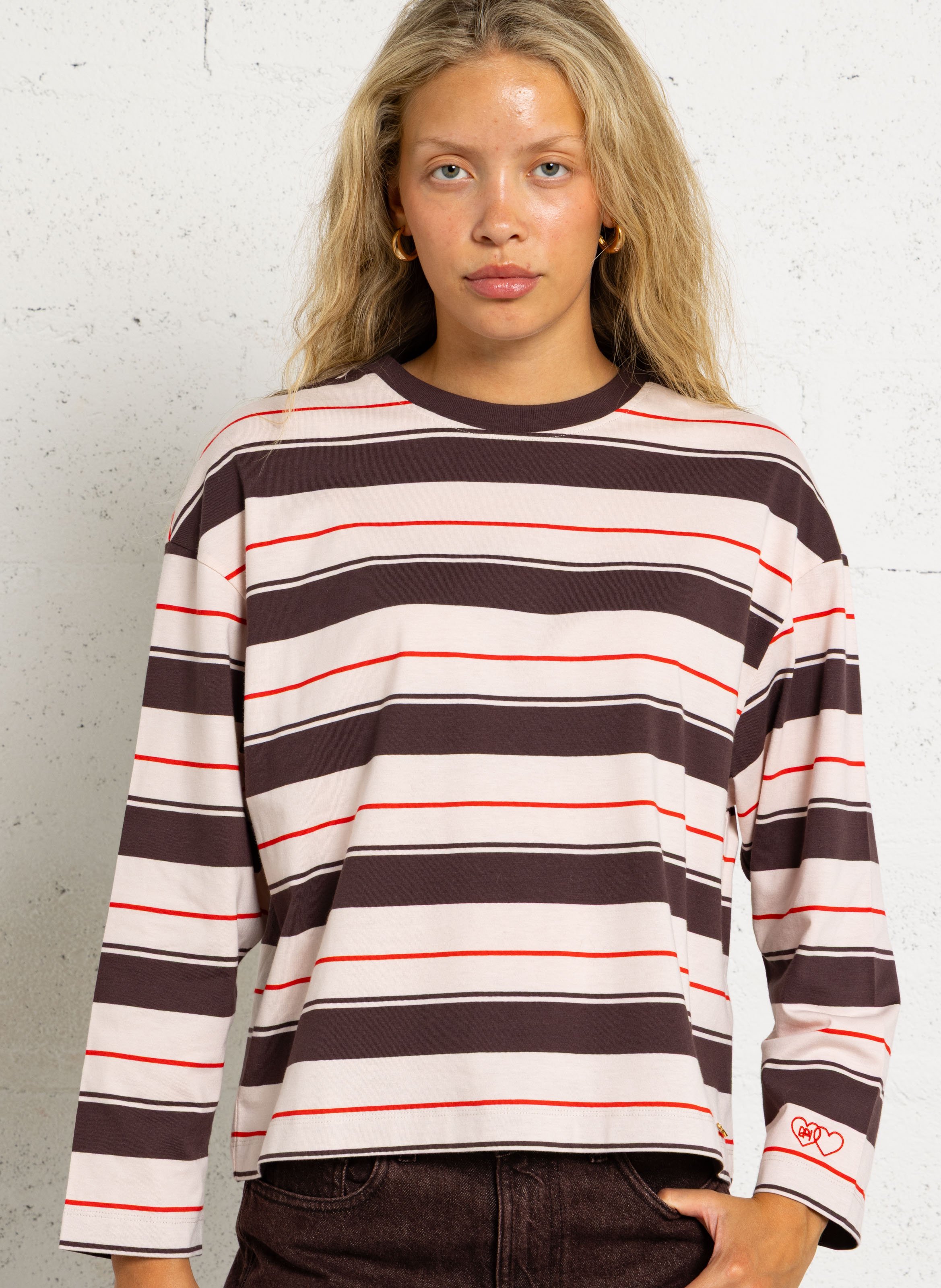 Oversized T-shirt met ronde hals in gestreept katoen. DES PETITS HAUTS Veelkleurig