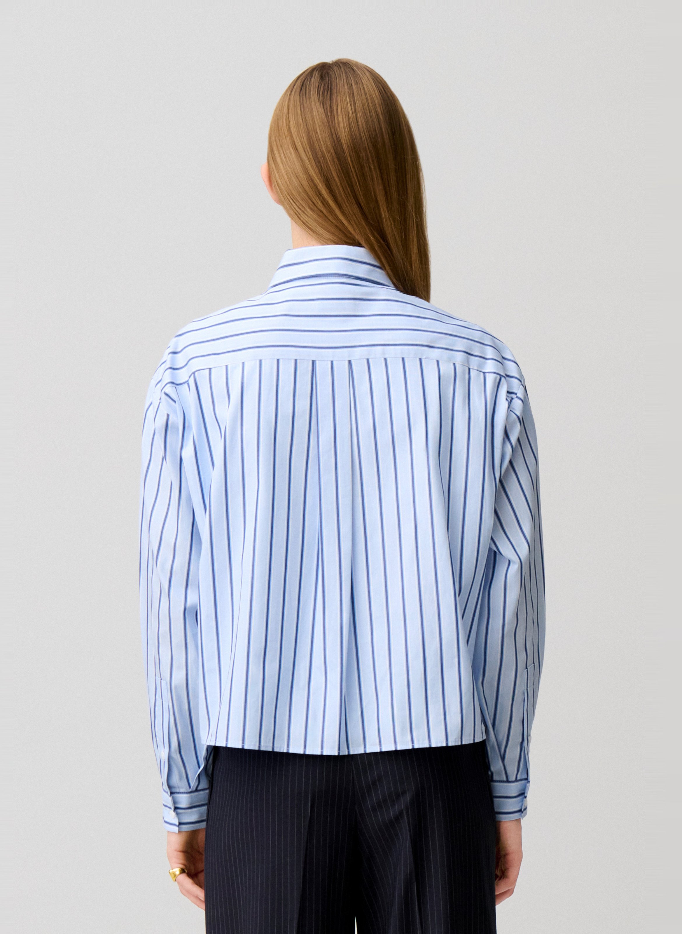 Gerade geschnittene gestreifte Baumwollbluse mit klassischem Kragen CLAUDIE PIERLOT Mehrfarbig